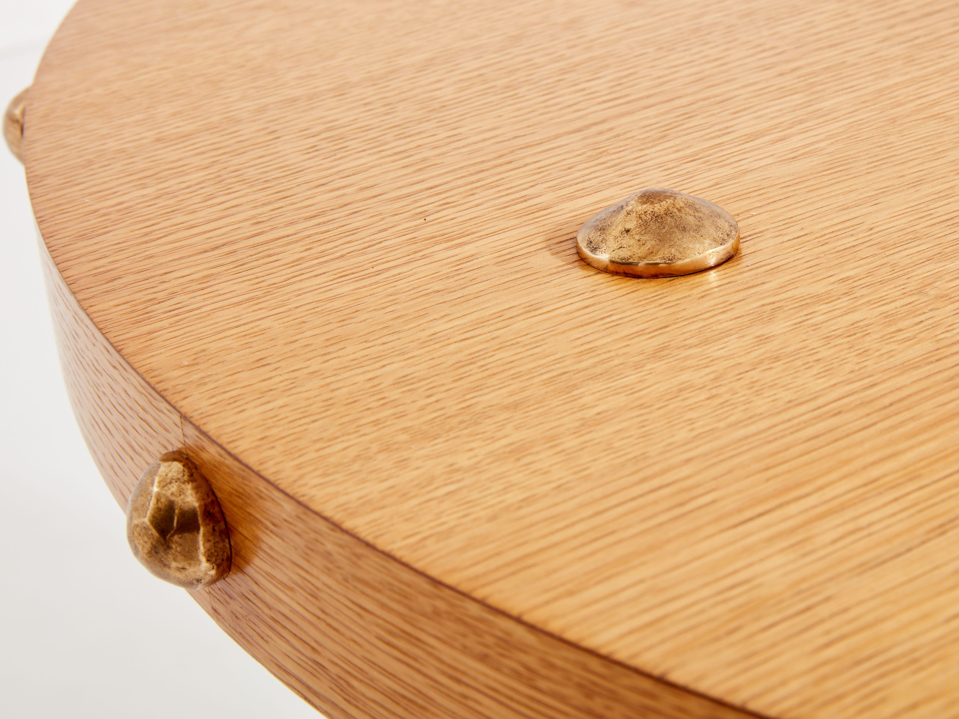 Garouste & Bonetti solid oak and patinated bronze gueridon table 1987