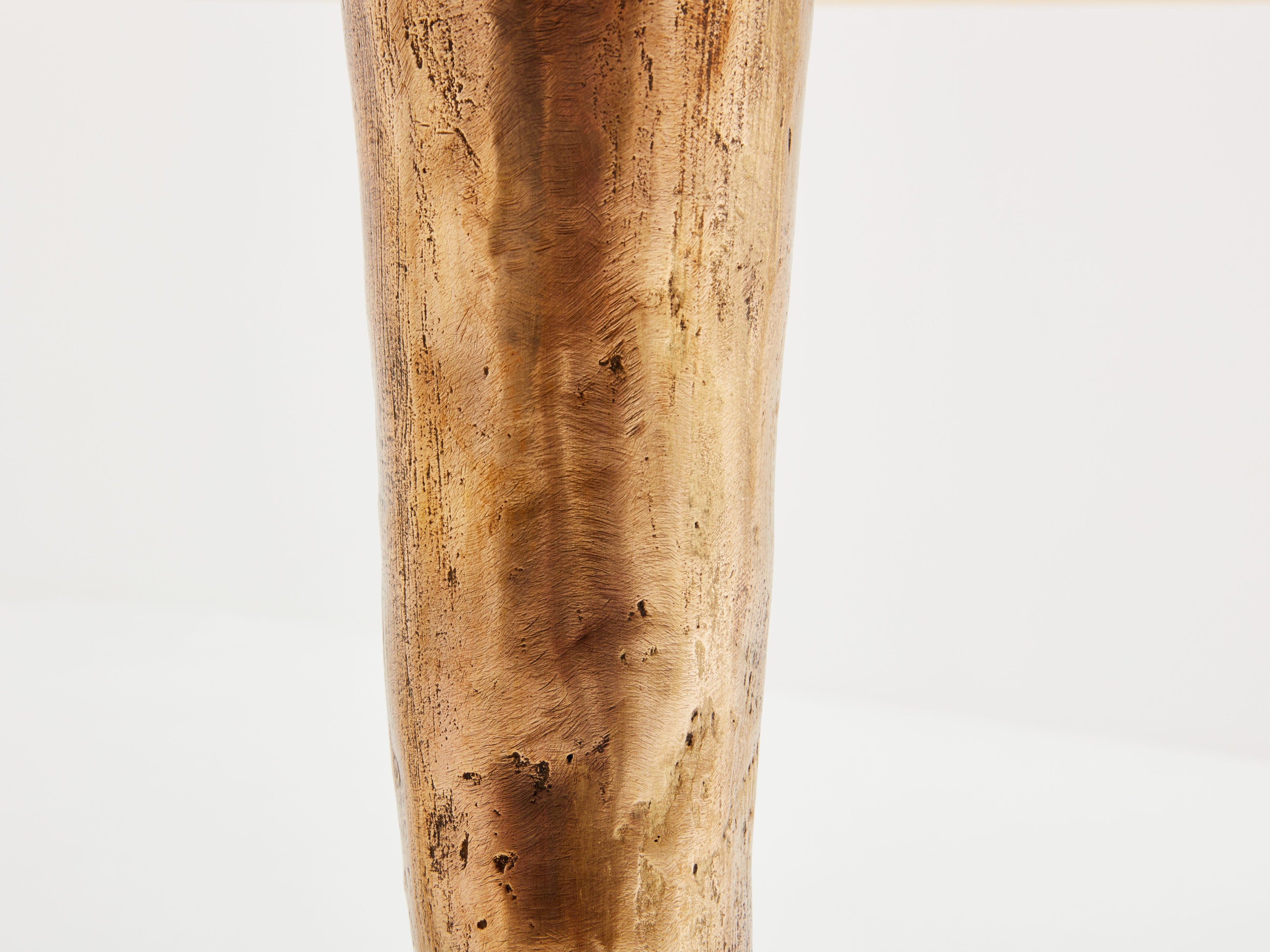 Garouste & Bonetti solid oak and patinated bronze gueridon table 1987