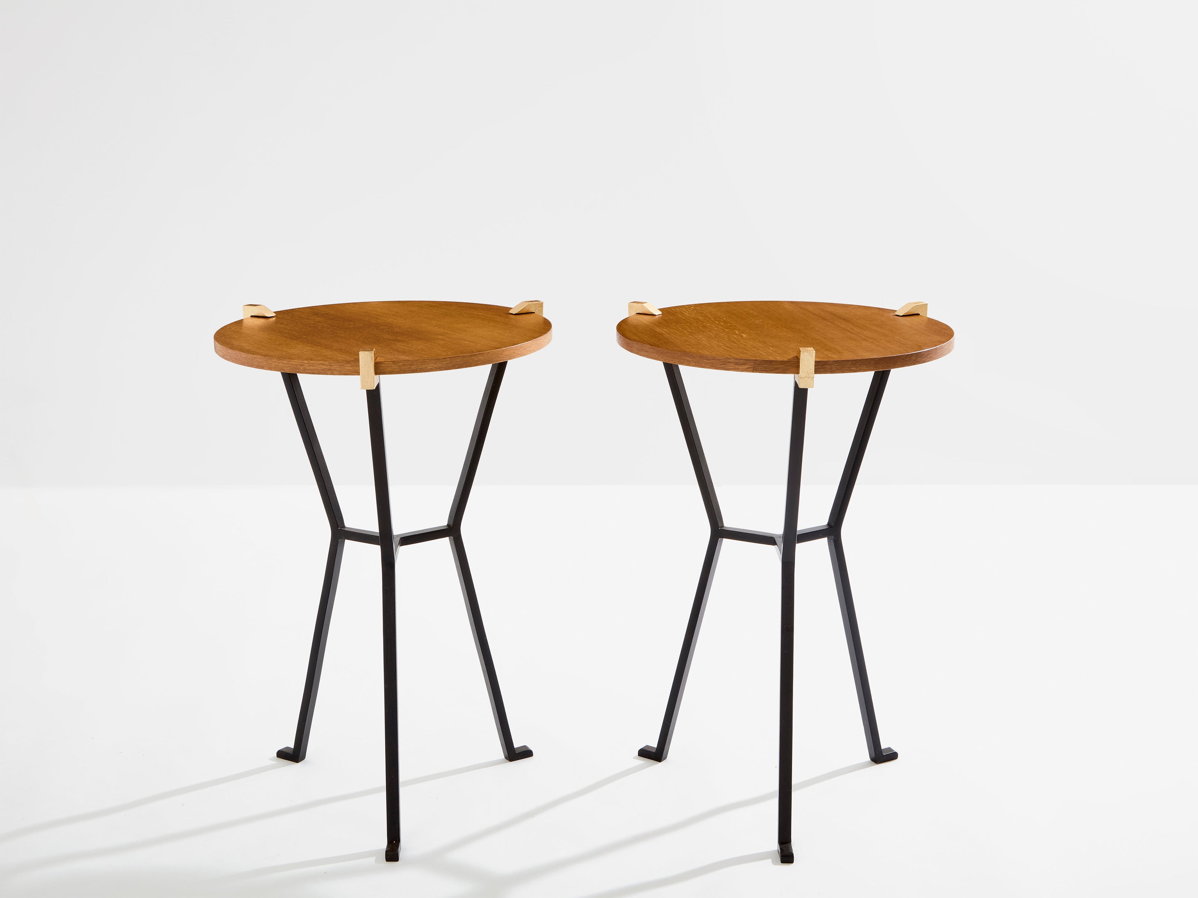 Garouste & Bonetti solid oak and wrought iron gueridon tables 1995