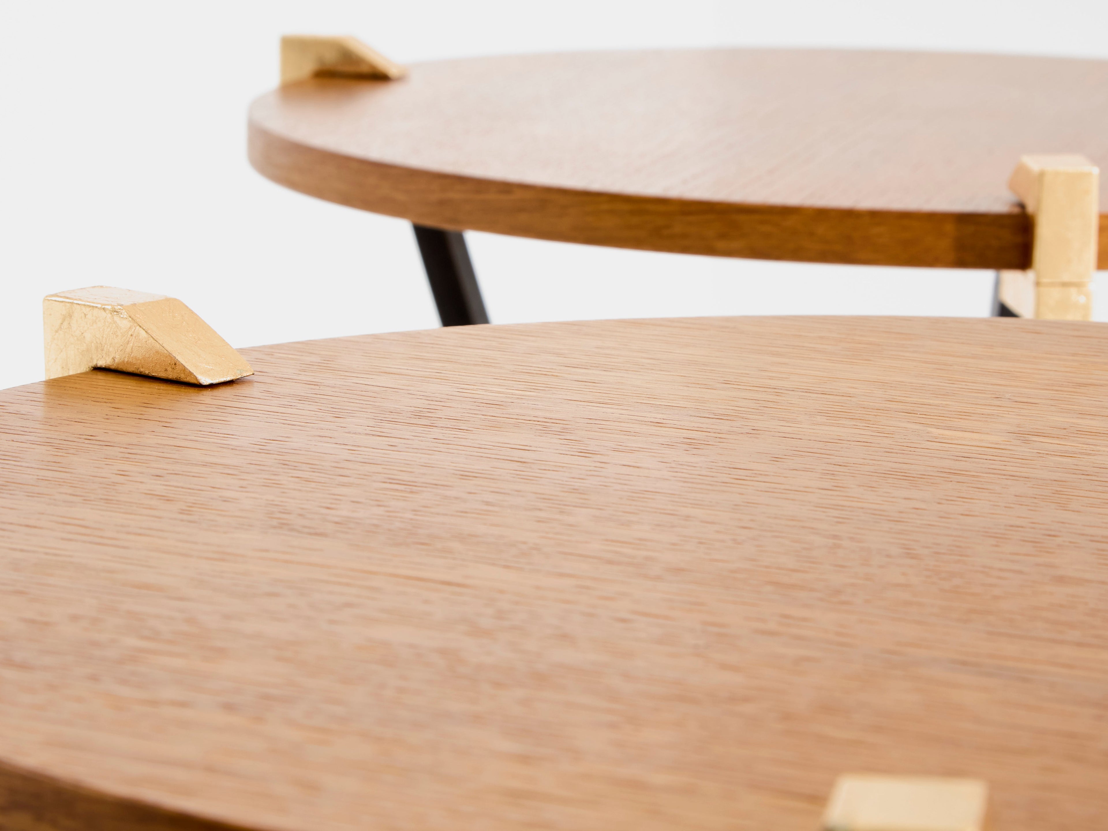 Garouste & Bonetti solid oak and wrought iron gueridon tables 1995