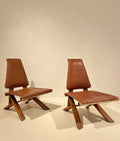 Rare pair of S46 easy chairs by Pierre Chapo