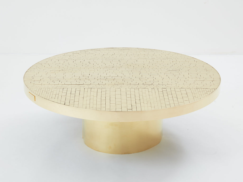 Georges Mathias brass mosaic coffee table 1970