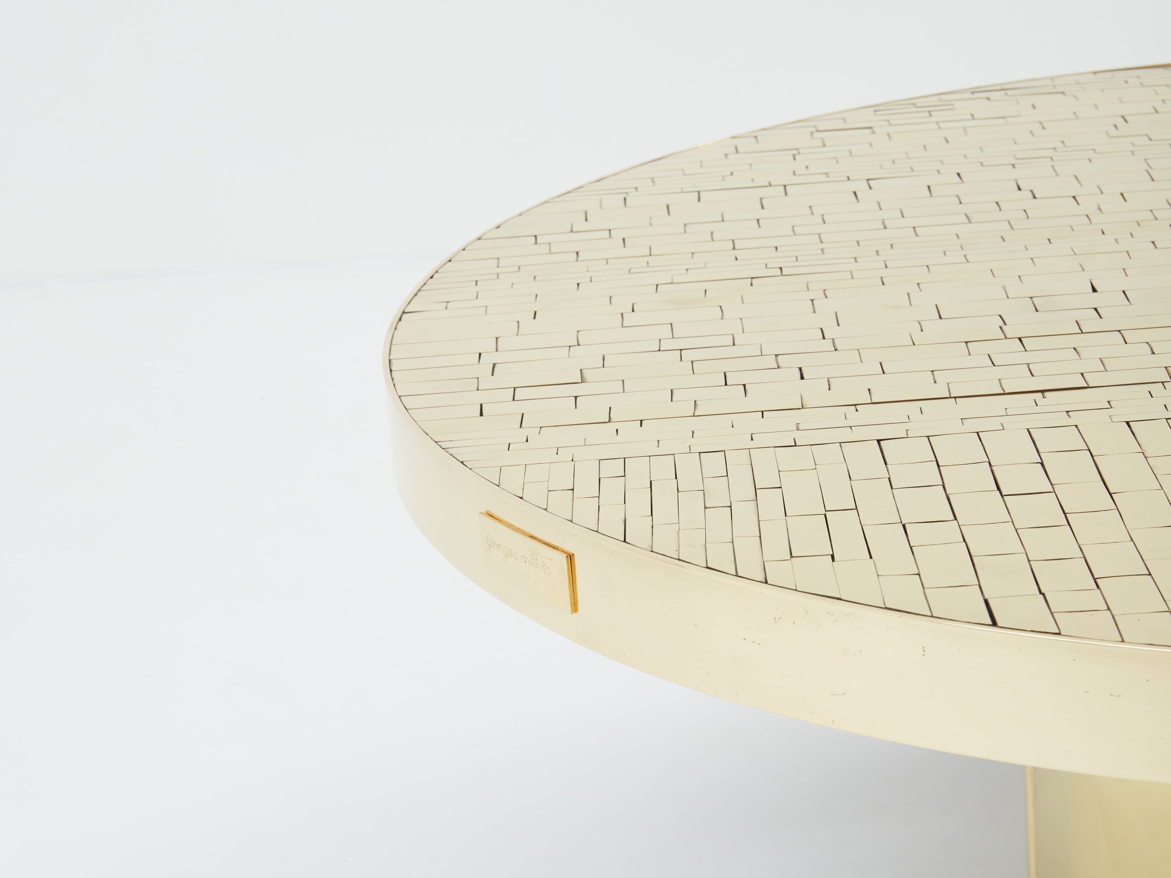 Georges Mathias brass mosaic coffee table 1970
