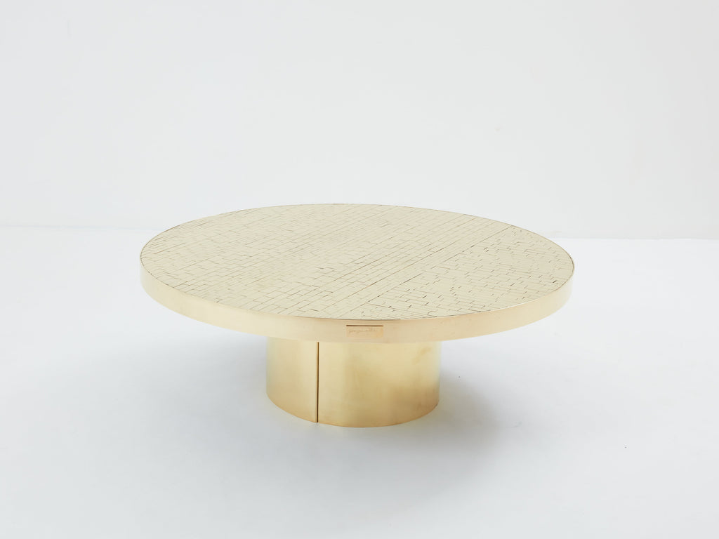 Georges Mathias brass mosaic coffee table 1970