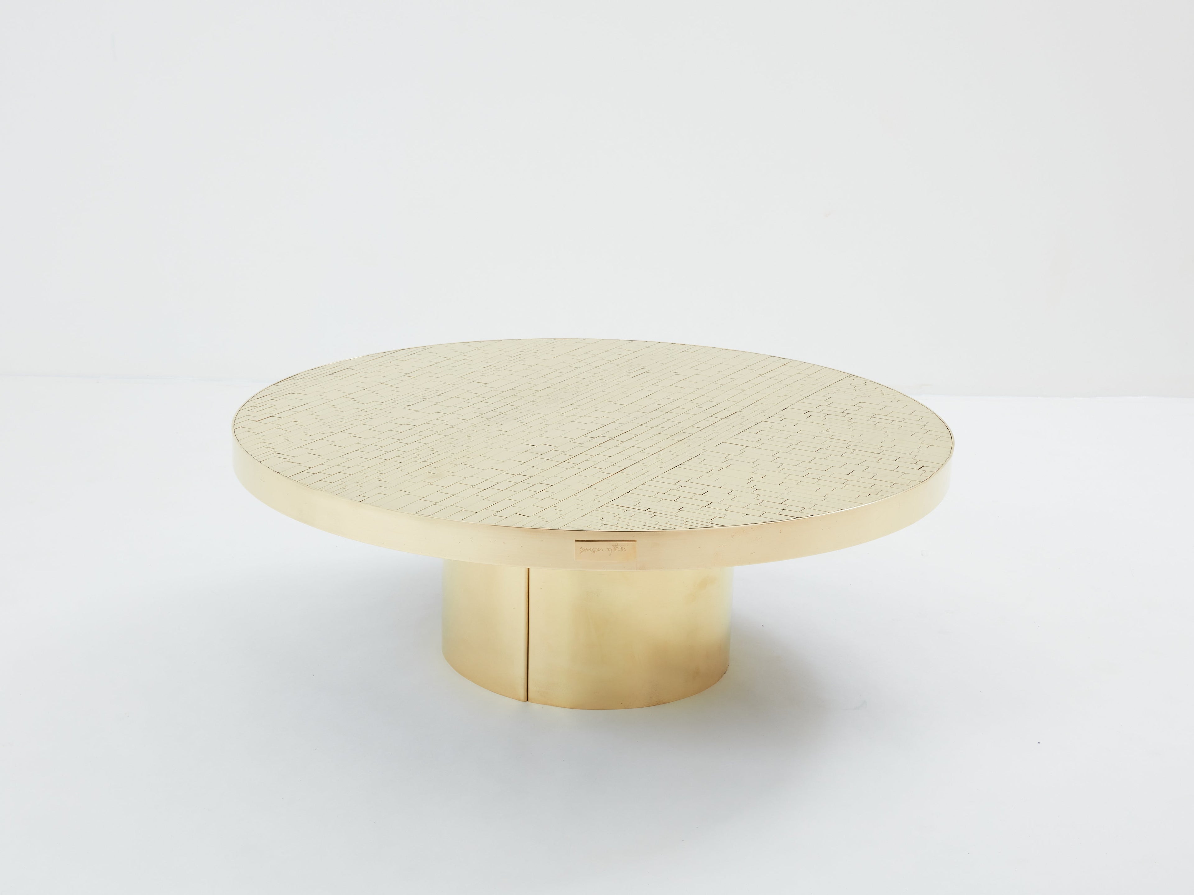 Georges Mathias brass mosaic coffee table 1970