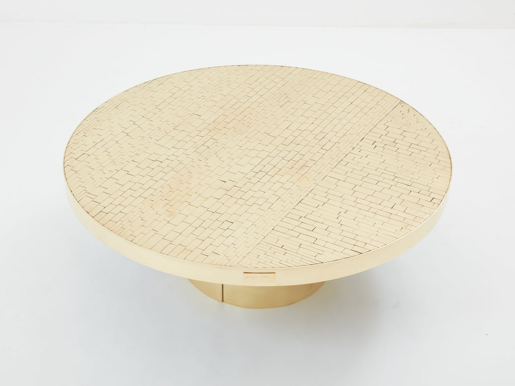 Georges Mathias brass mosaic coffee table 1970