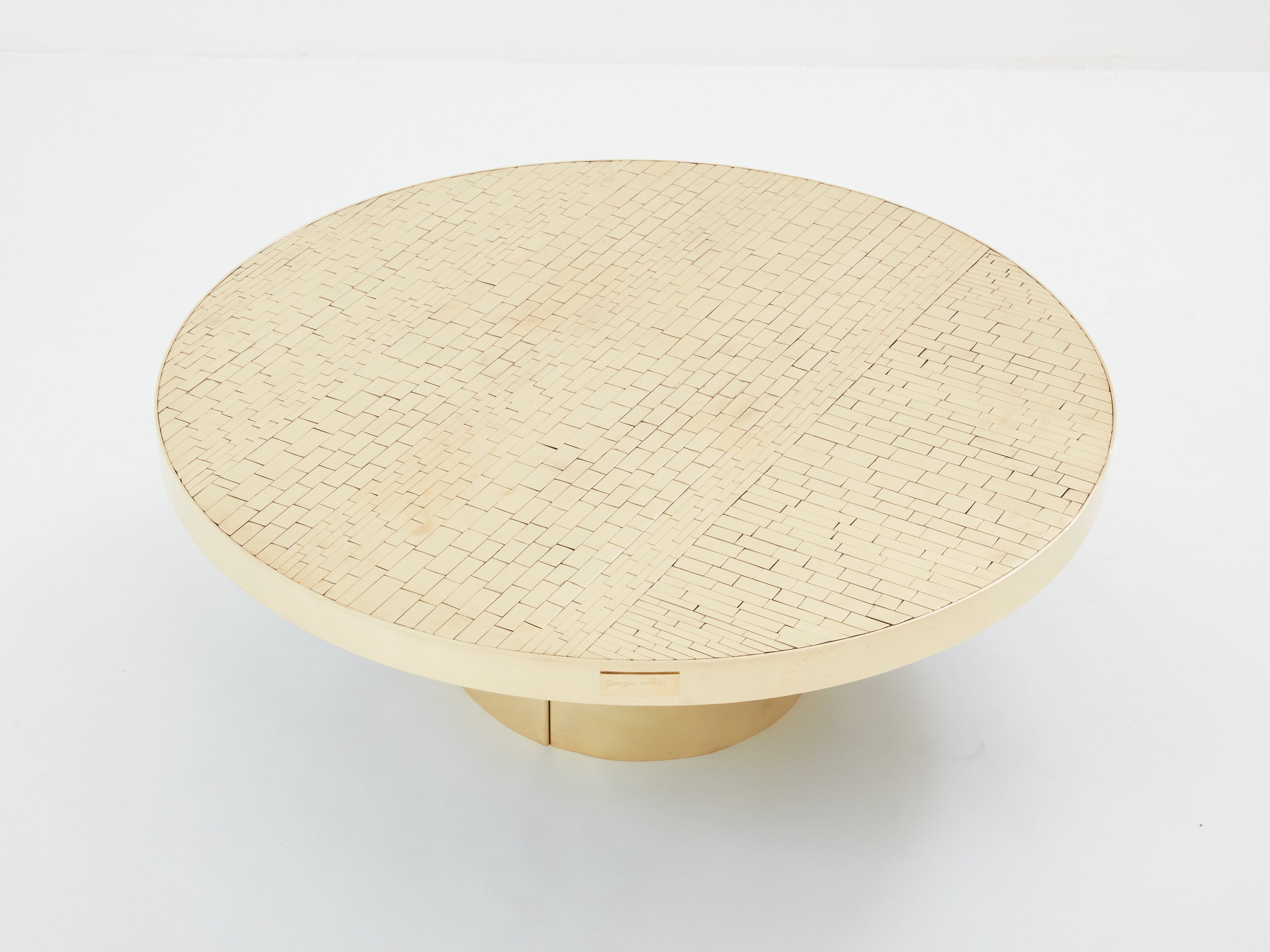 Georges Mathias brass mosaic coffee table 1970