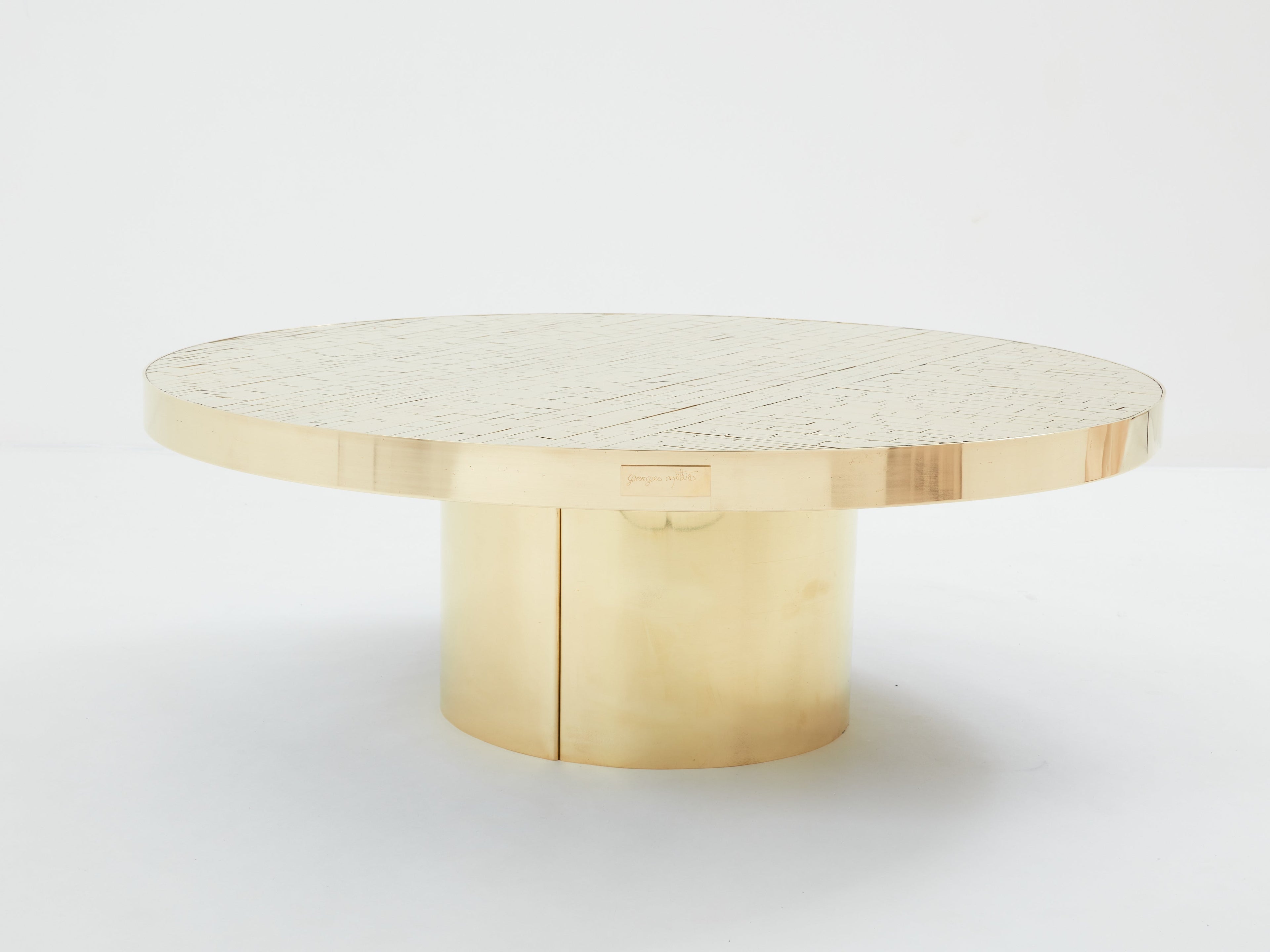 Georges Mathias brass mosaic coffee table 1970