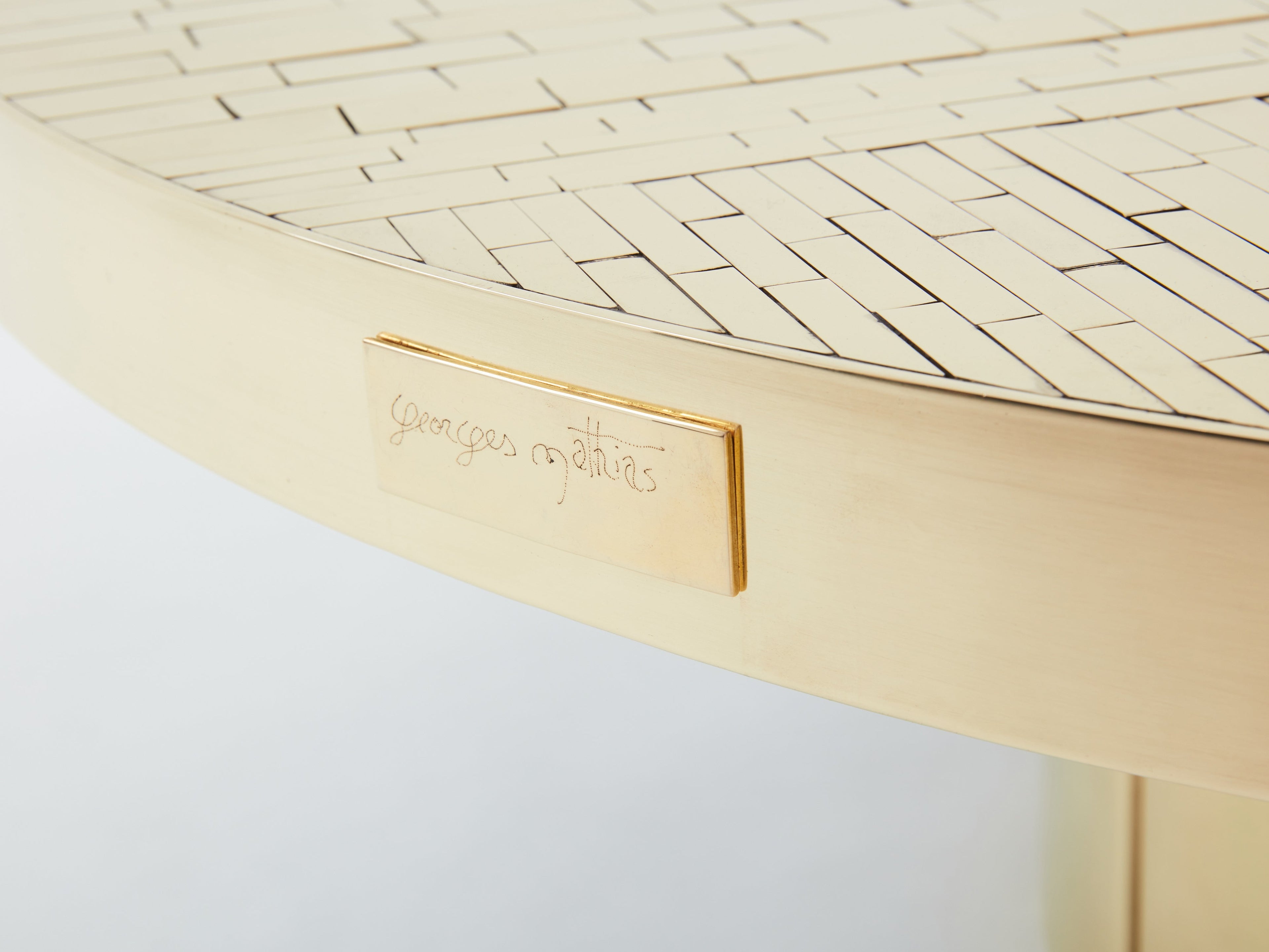 Georges Mathias brass mosaic coffee table 1970