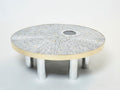 Georges Mathias chrome brass mosaic Coffee Table agate stone 1970