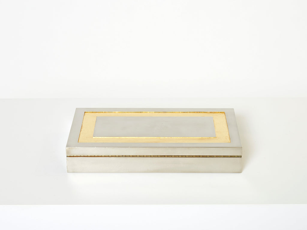 Giacomo Sinopoli Italian large Jewellery Box chrome gold leaf 1970