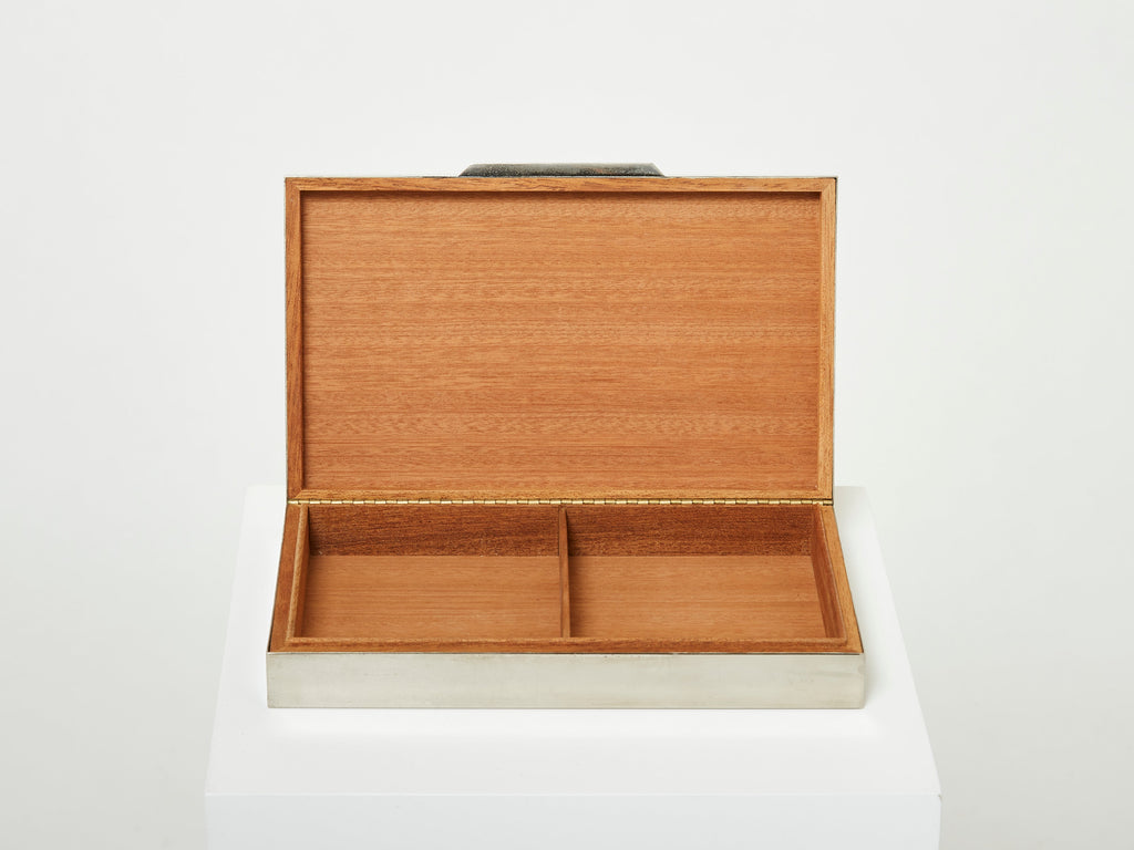 Giacomo Sinopoli Italian large Jewellery Box chrome gold leaf 1970