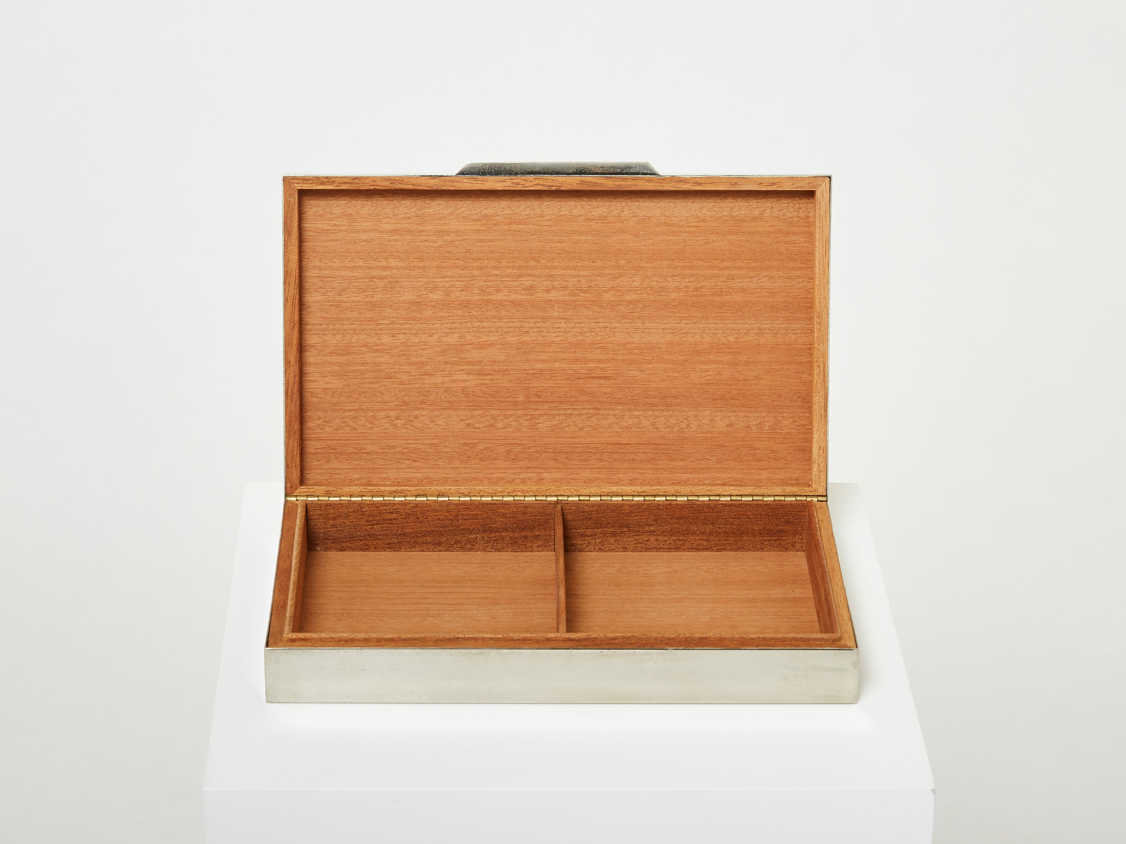 Giacomo Sinopoli Italian large Jewellery Box chrome gold leaf 1970