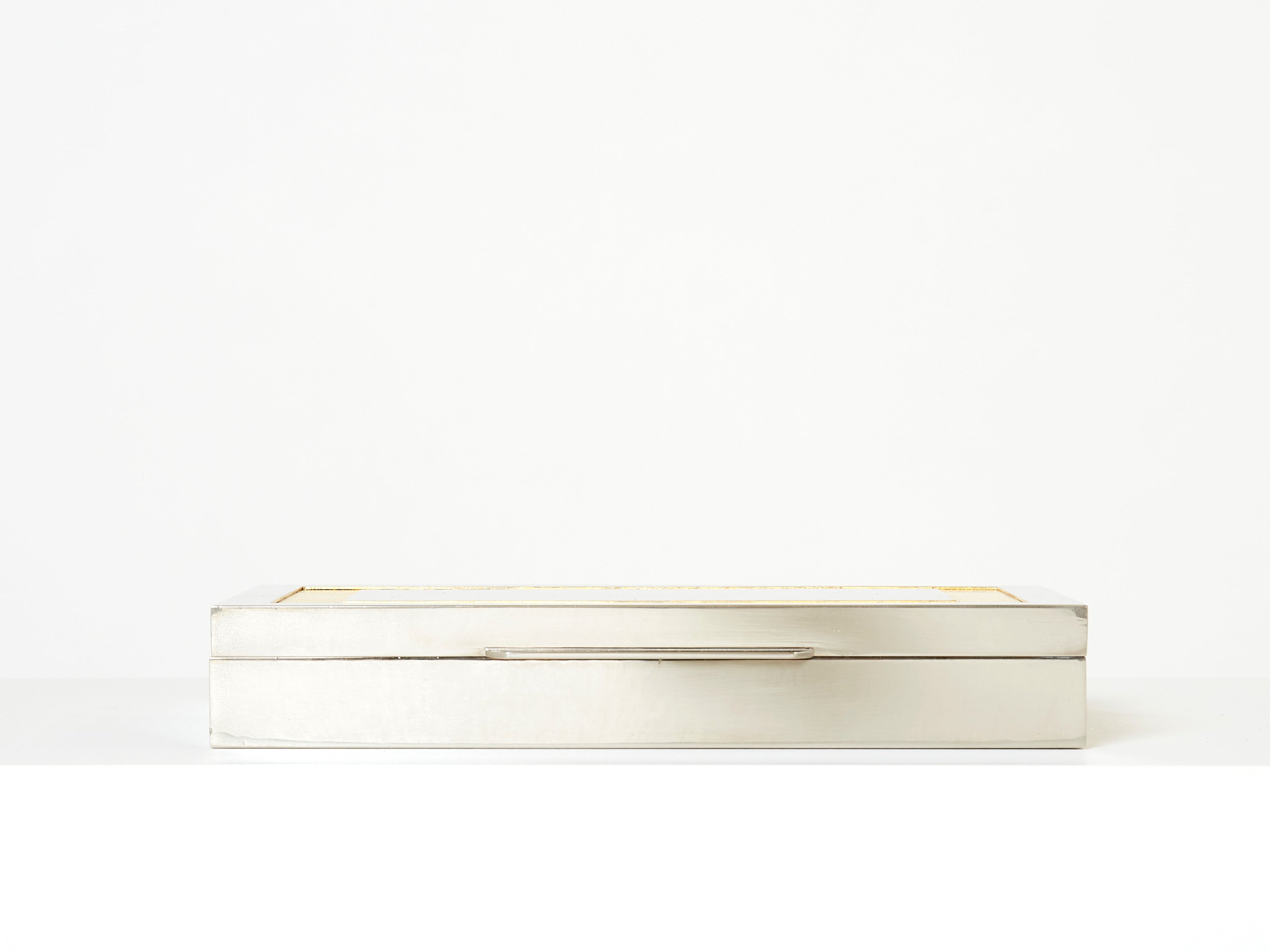 Giacomo Sinopoli Italian large Jewellery Box chrome gold leaf 1970