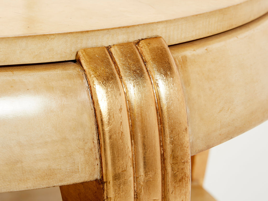 Gilded wood and parchment center table attr. Maurice Dufrène. 1930s