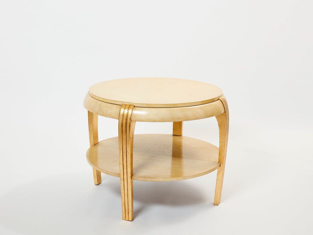 Gilded wood and parchment center table attr. Maurice Dufrène. 1930s