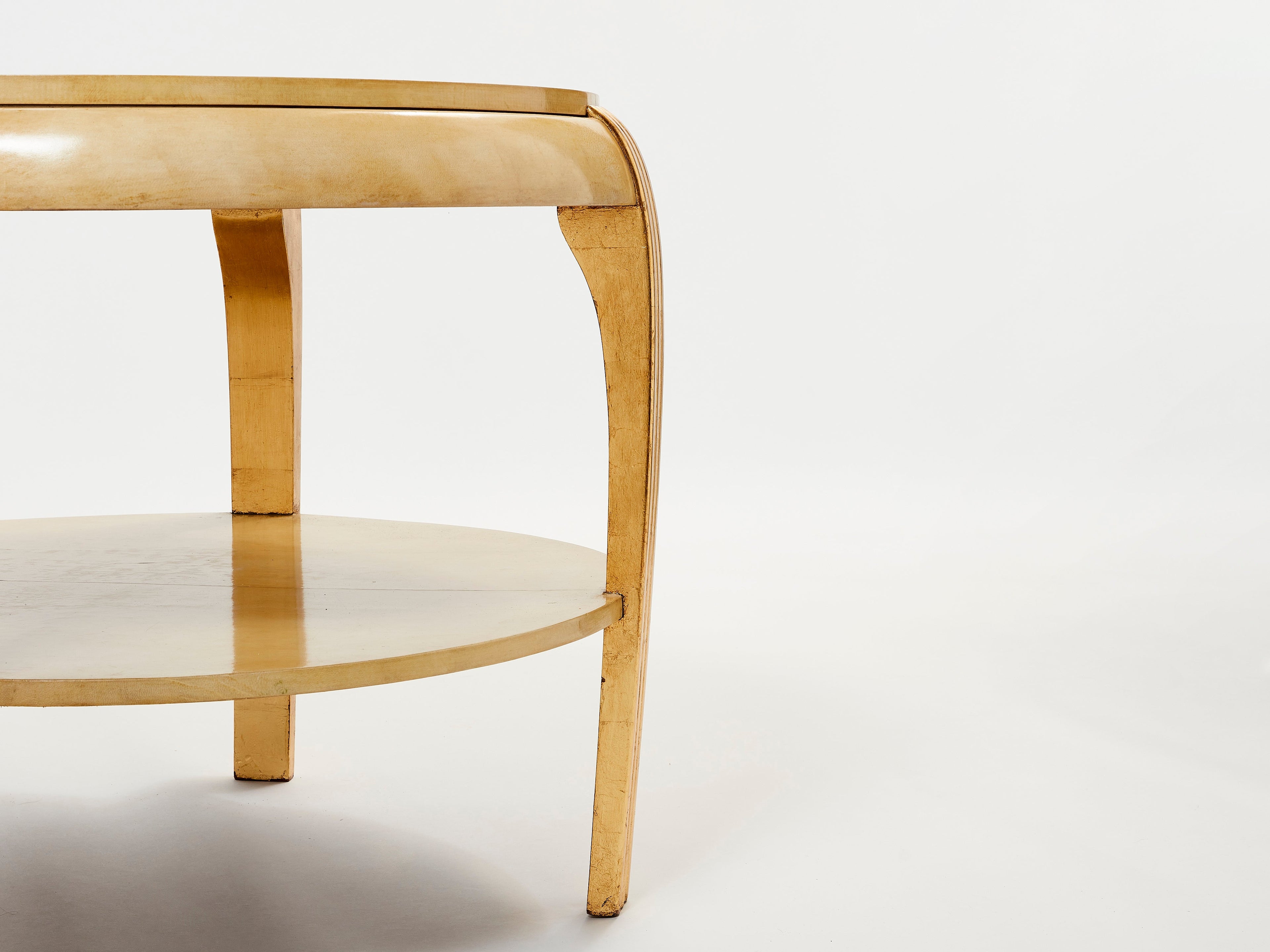 Gilded wood and parchment center table attr. Maurice Dufrène. 1930s