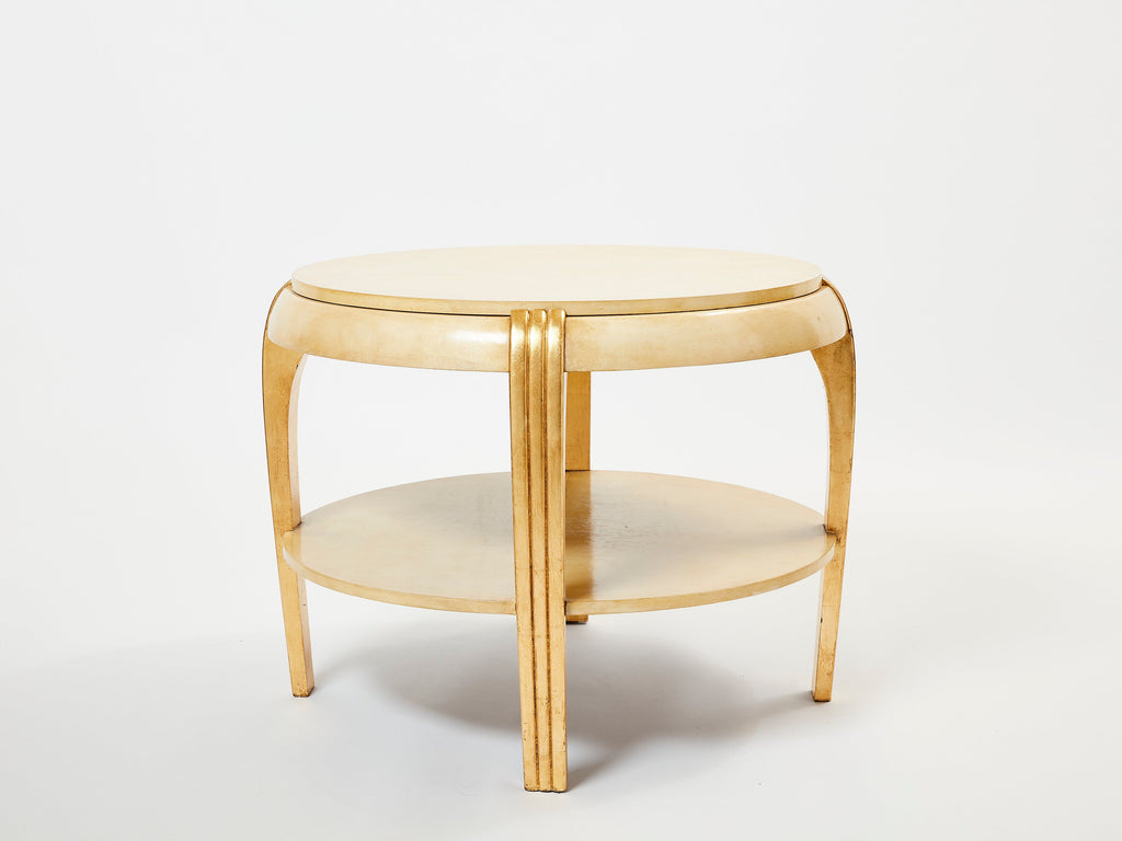 Gilded wood and parchment center table attr. Maurice Dufrène. 1930s