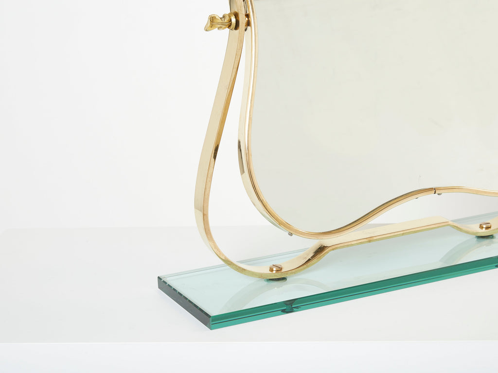 Gio Ponti for fontana Arte brass Murano glass table vanity mirror 1950s
