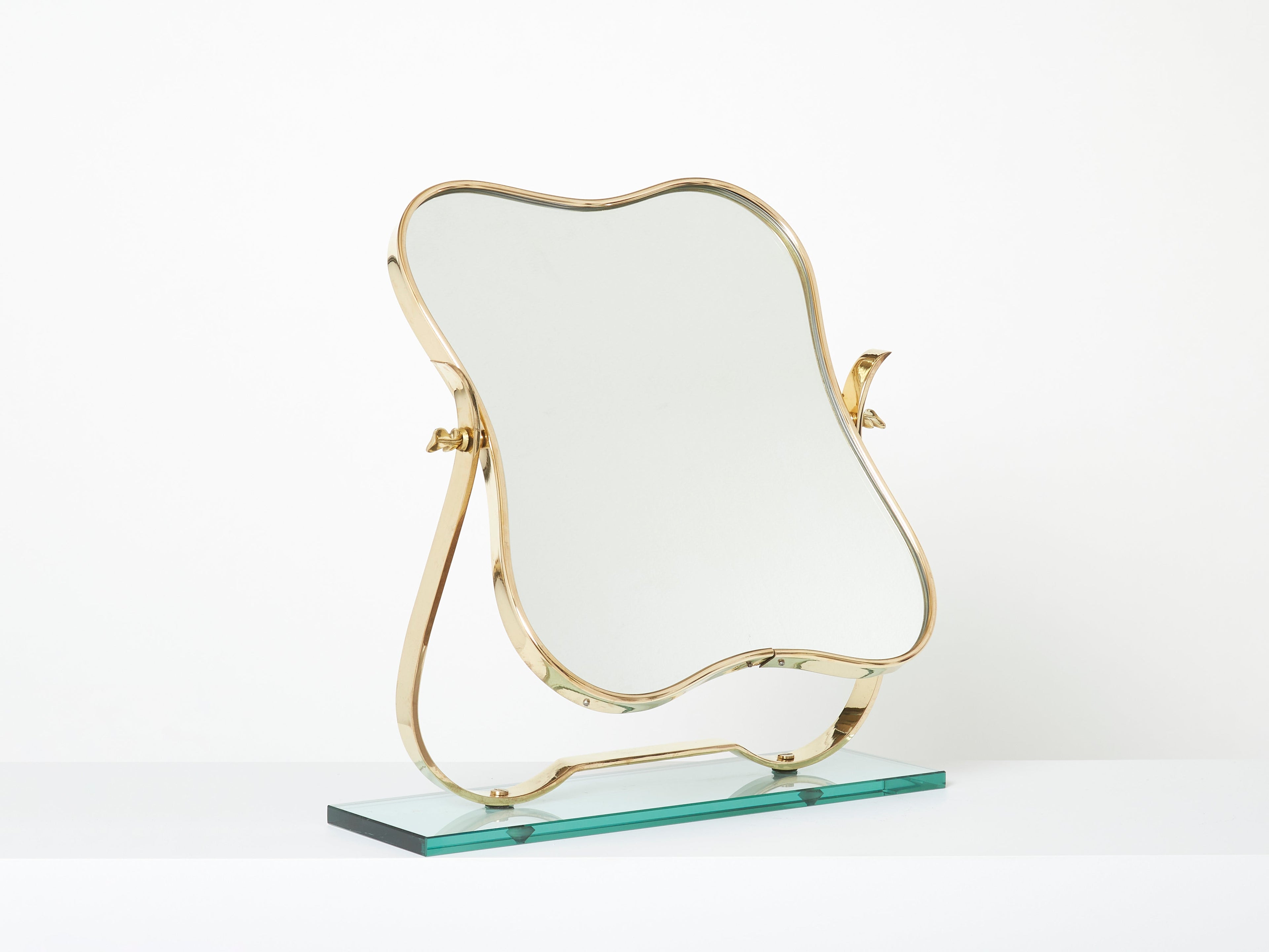 Gio Ponti for fontana Arte brass Murano glass table vanity mirror 1950s
