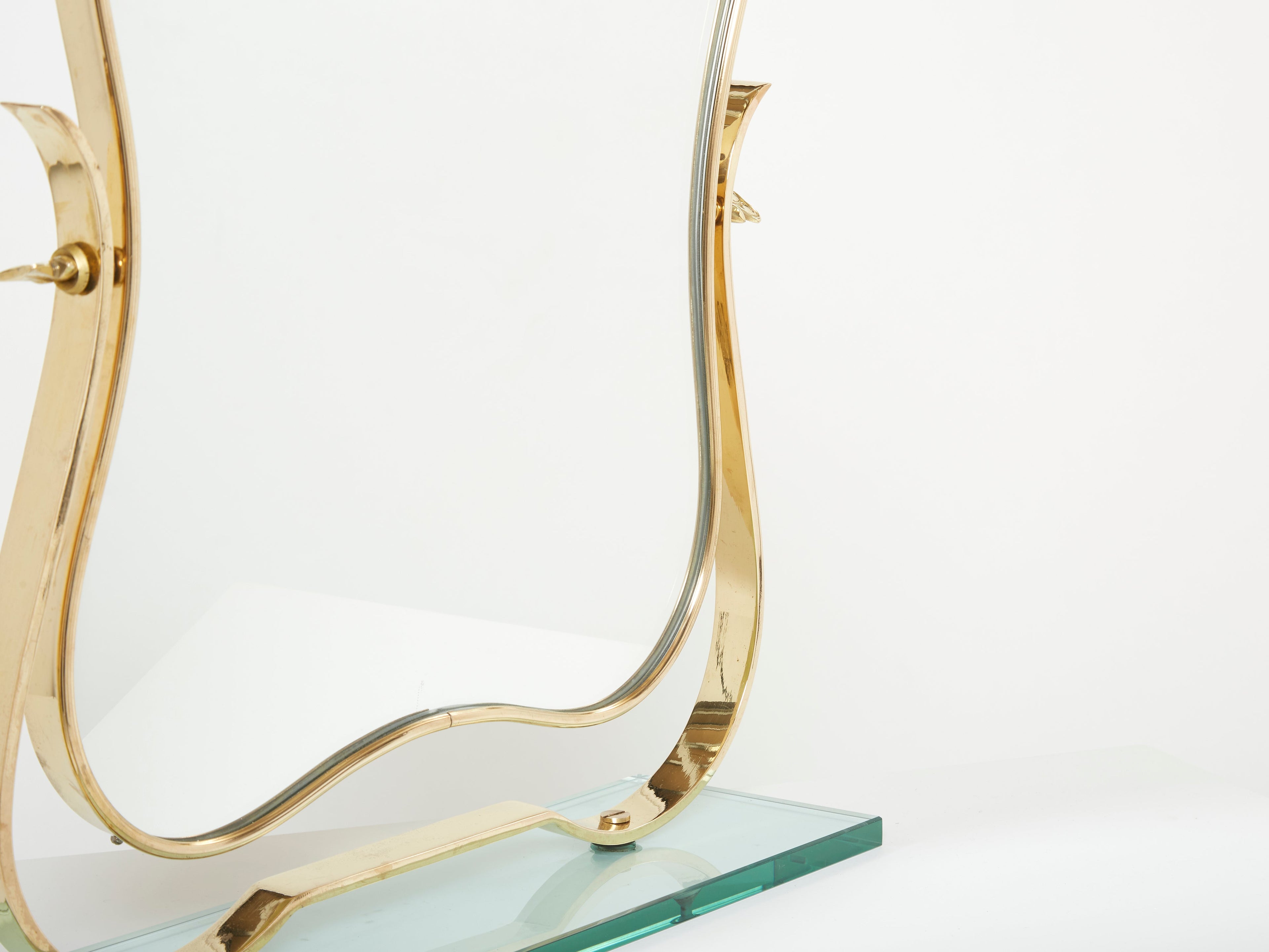 Gio Ponti for fontana Arte brass Murano glass table vanity mirror 1950s