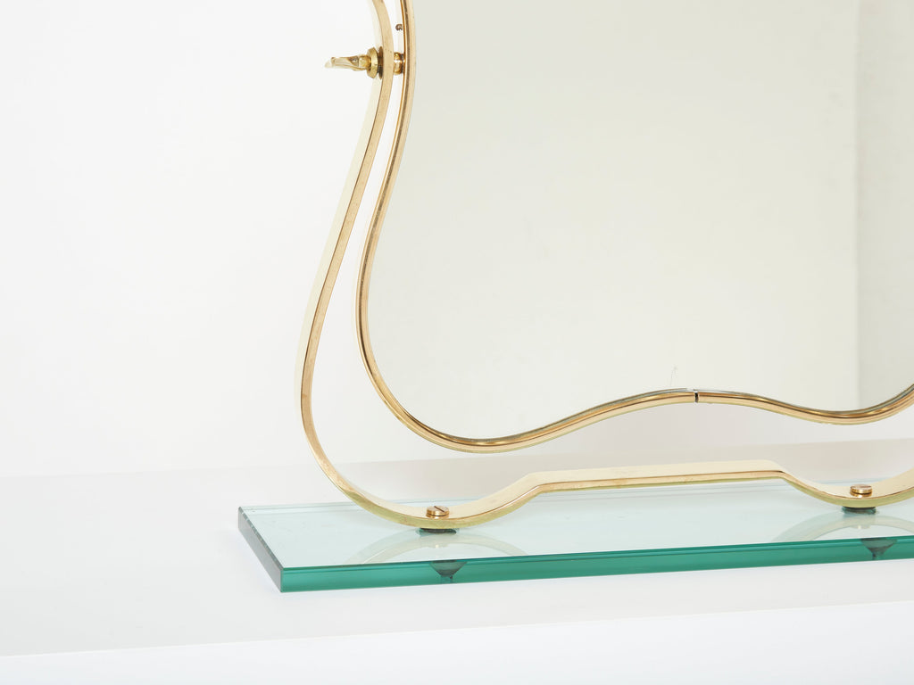 Gio Ponti for fontana Arte brass Murano glass table vanity mirror 1950s