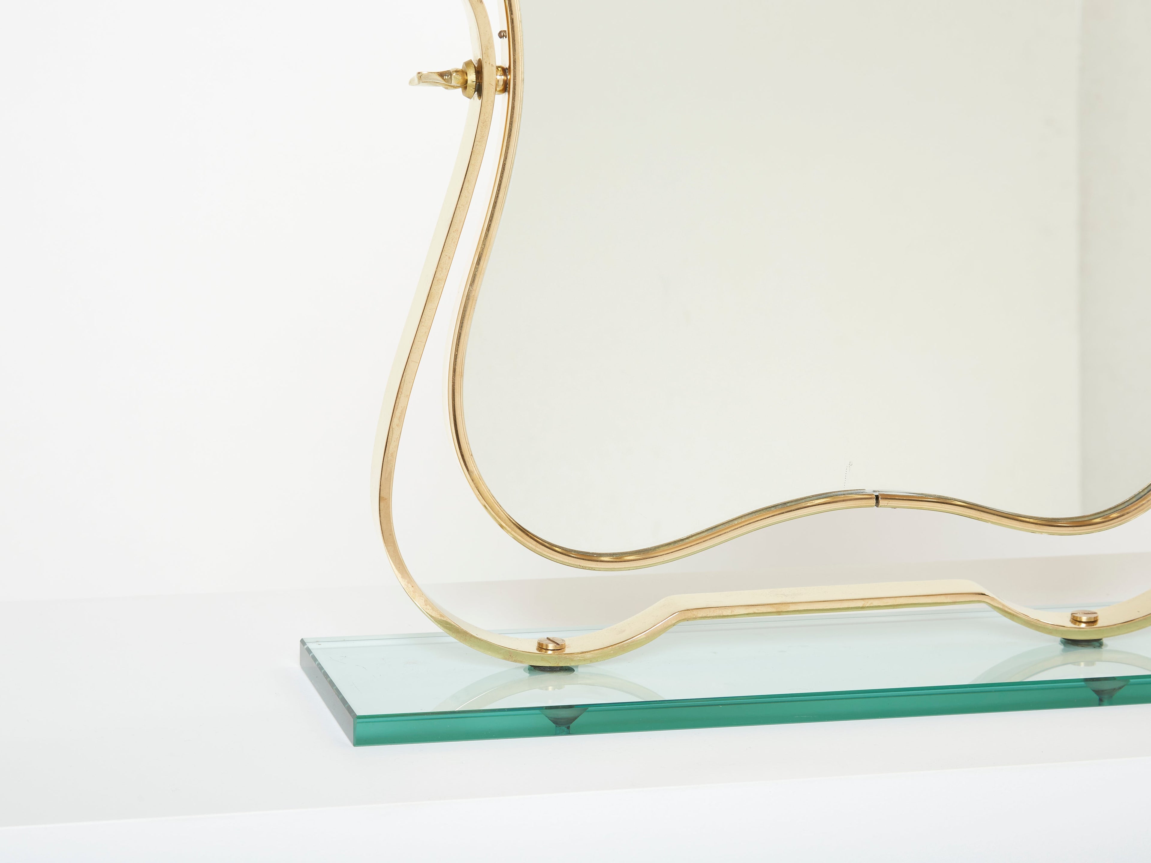 Gio Ponti for fontana Arte brass Murano glass table vanity mirror 1950s
