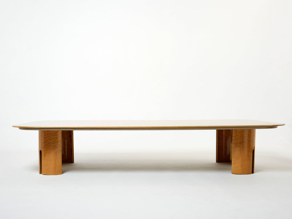 Extra Large maple brass coffee table Giovanni Offredi Saporiti 1980s