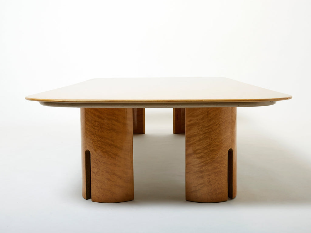 Extra Large maple brass coffee table Giovanni Offredi Saporiti 1980s