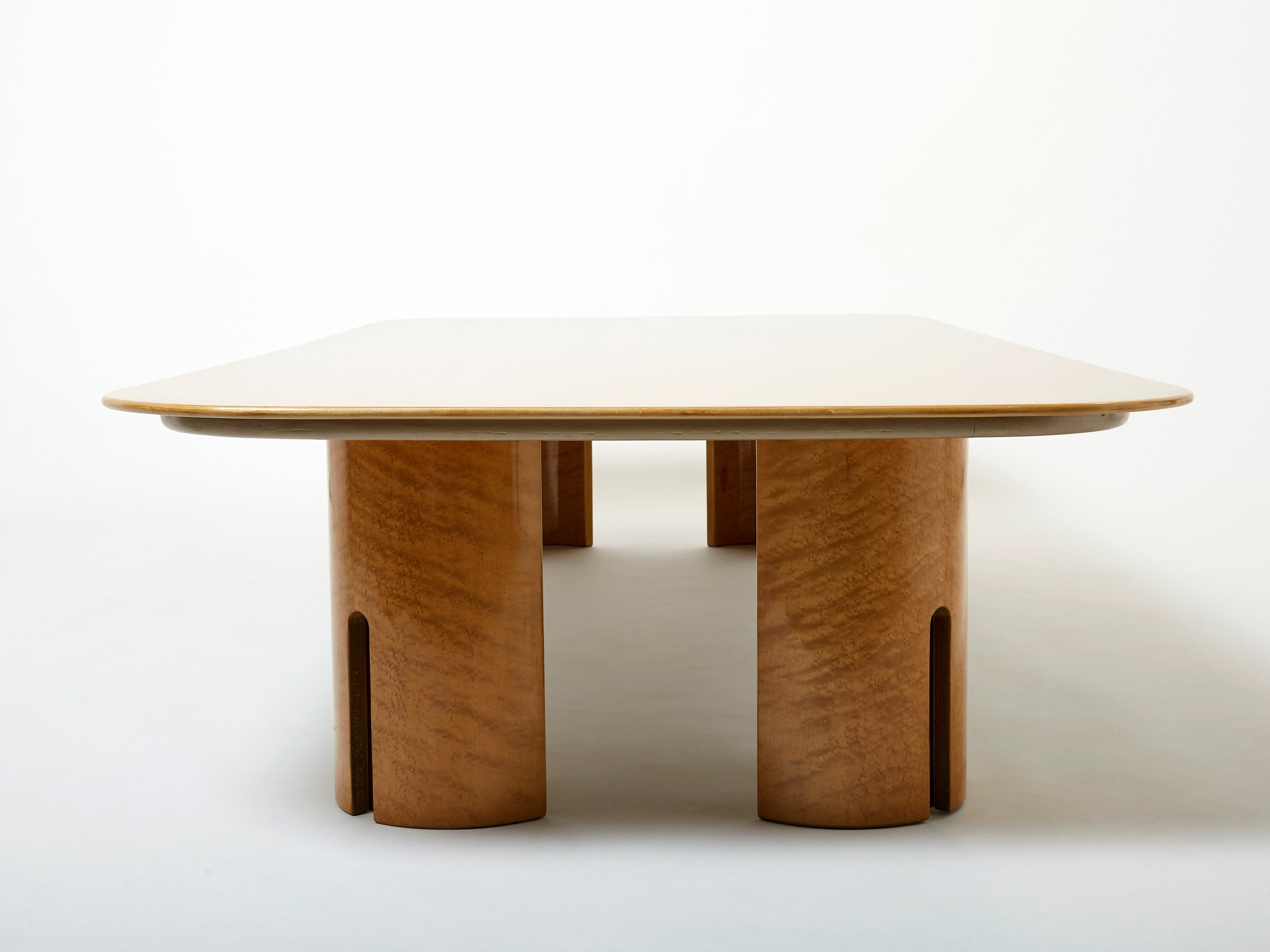 Extra Large maple brass coffee table Giovanni Offredi Saporiti 1980s