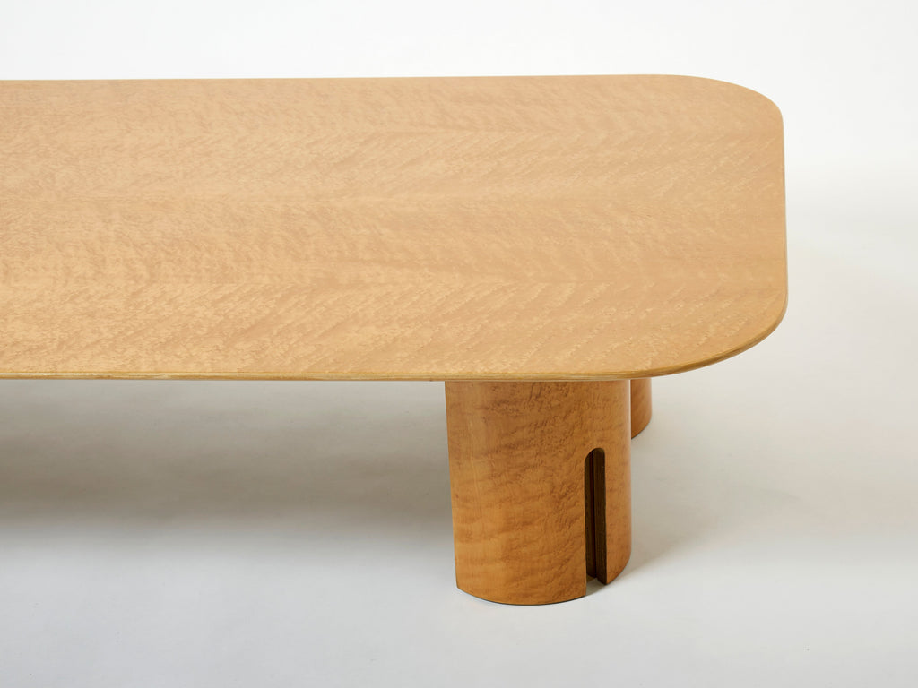 Extra Large maple brass coffee table Giovanni Offredi Saporiti 1980s
