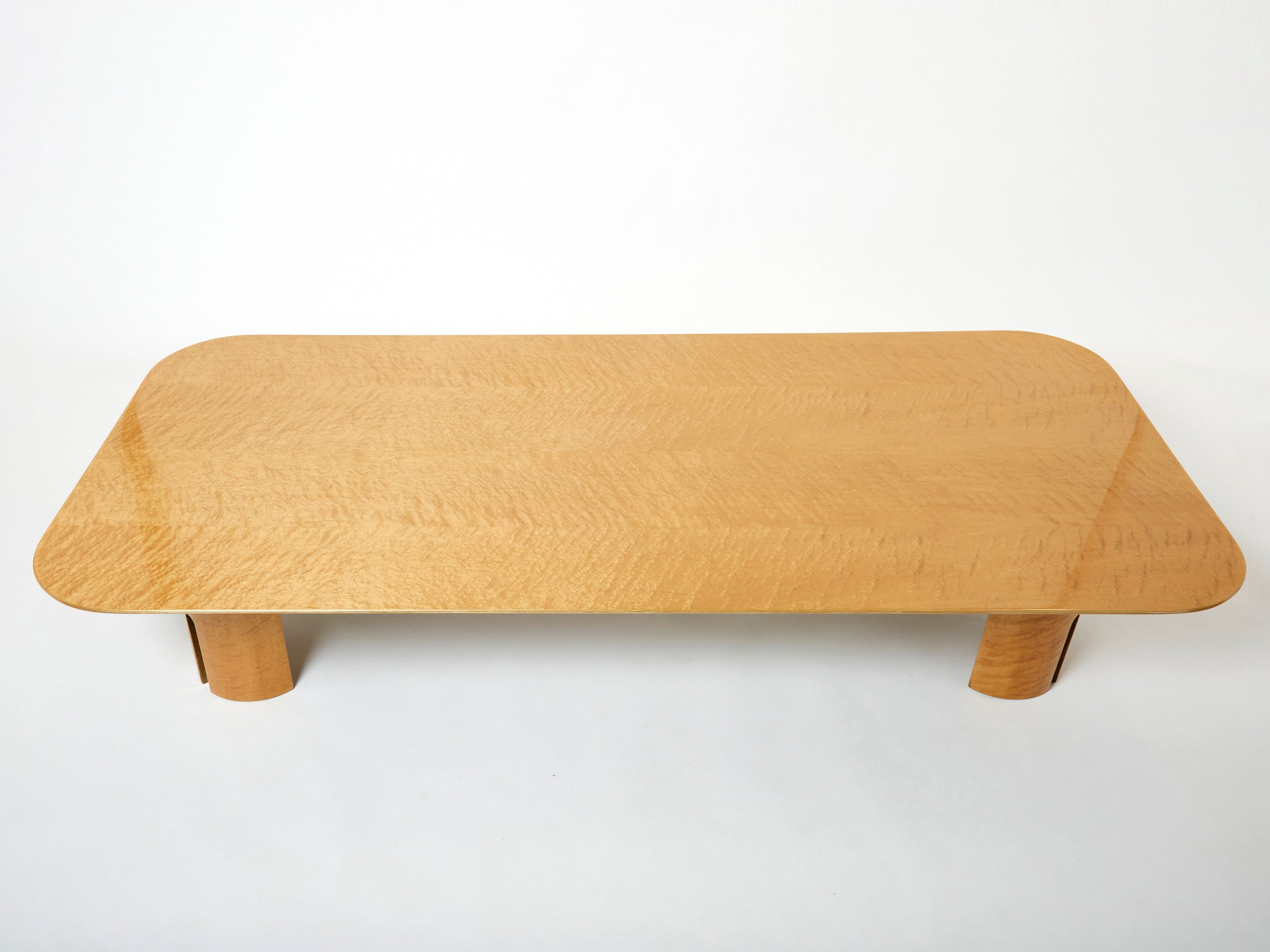 Extra Large maple brass coffee table Giovanni Offredi Saporiti 1980s
