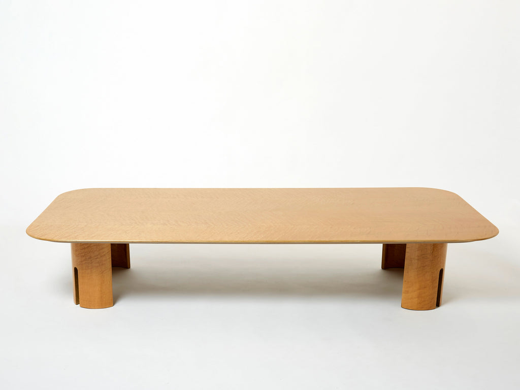 Extra Large maple brass coffee table Giovanni Offredi Saporiti 1980s