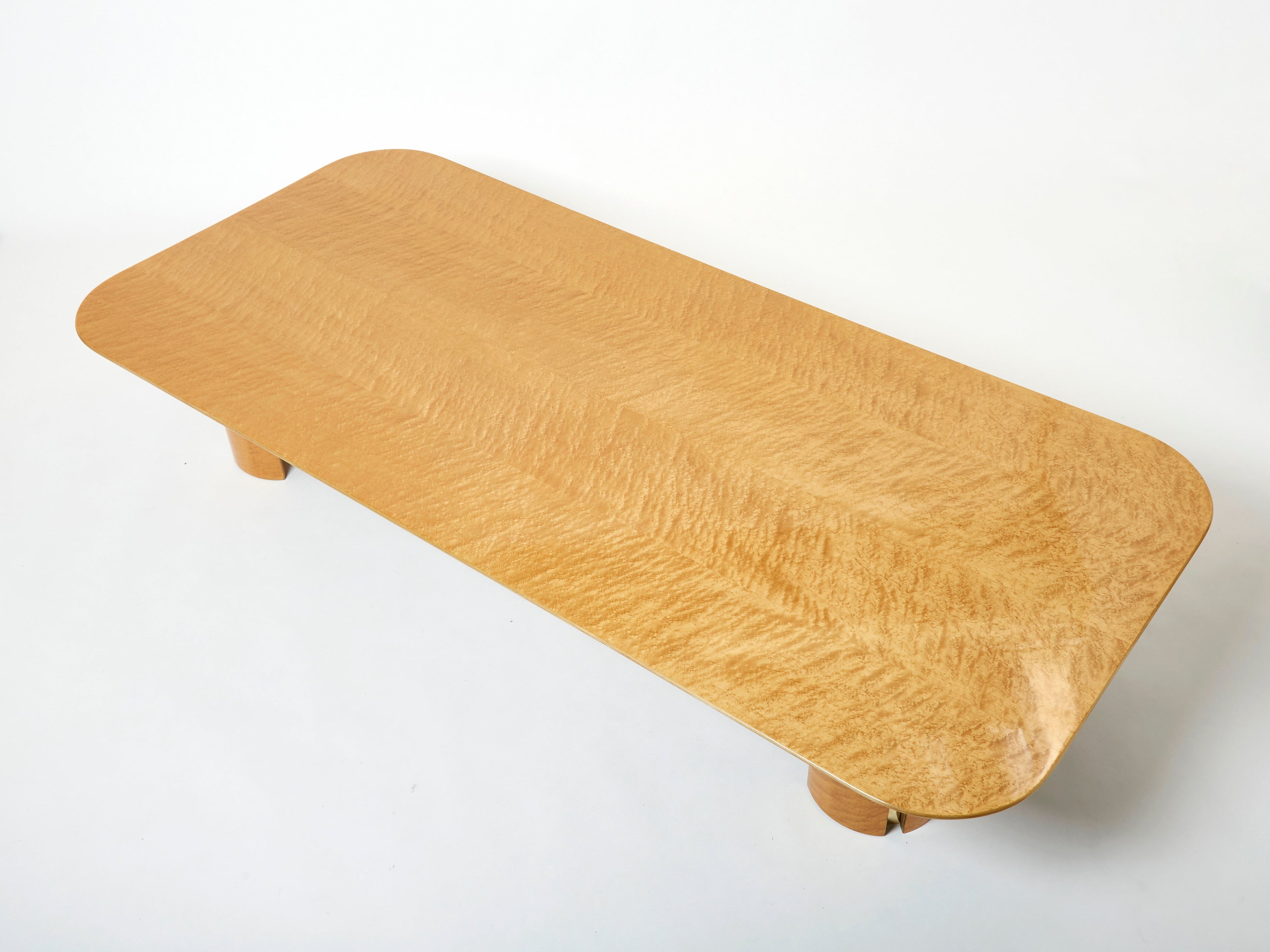 Extra Large maple brass coffee table Giovanni Offredi Saporiti 1980s