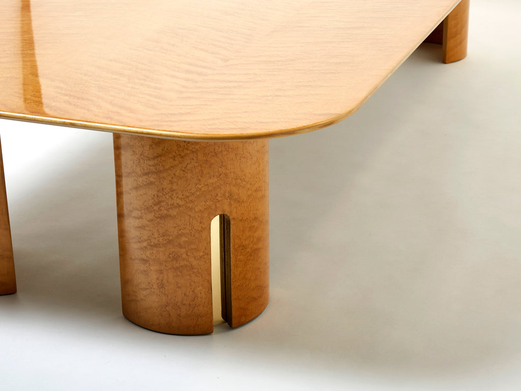 Extra Large maple brass coffee table Giovanni Offredi Saporiti 1980s