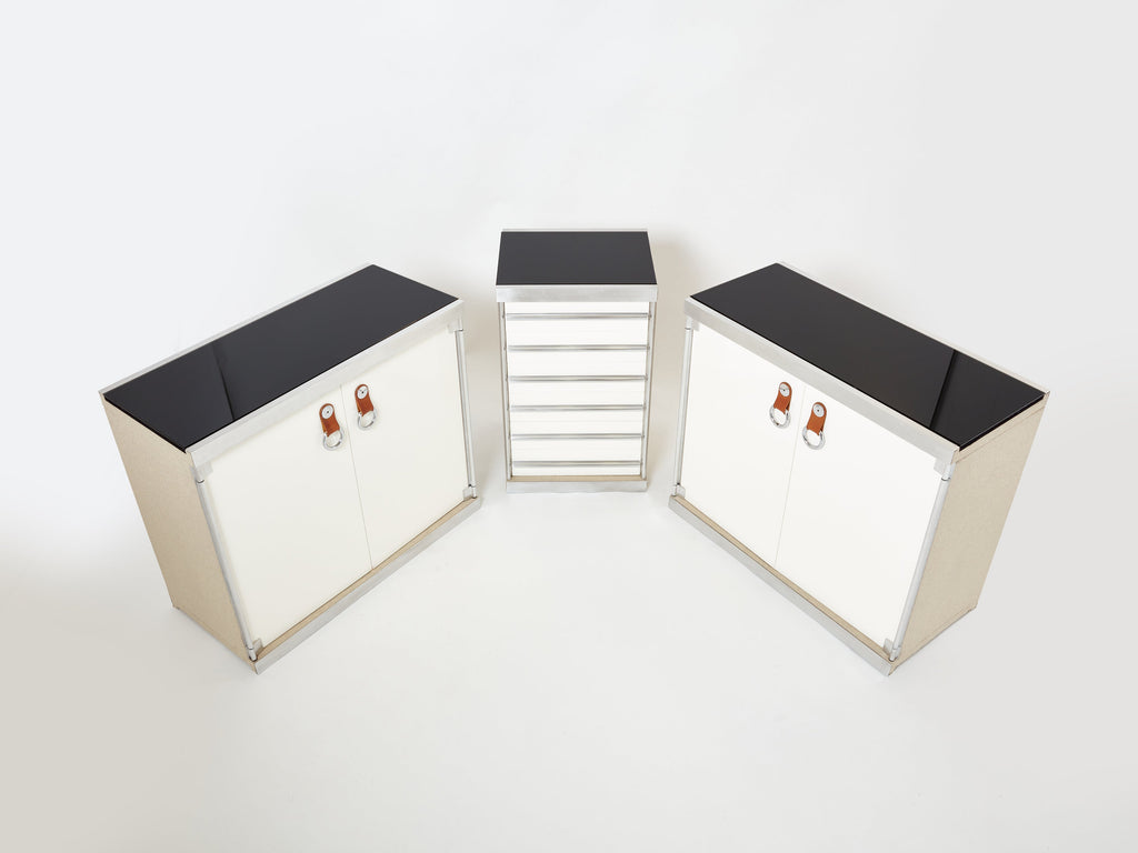 Guido Faleschini for Hermès sideboard cabinets lacquered steel leather 1970s
