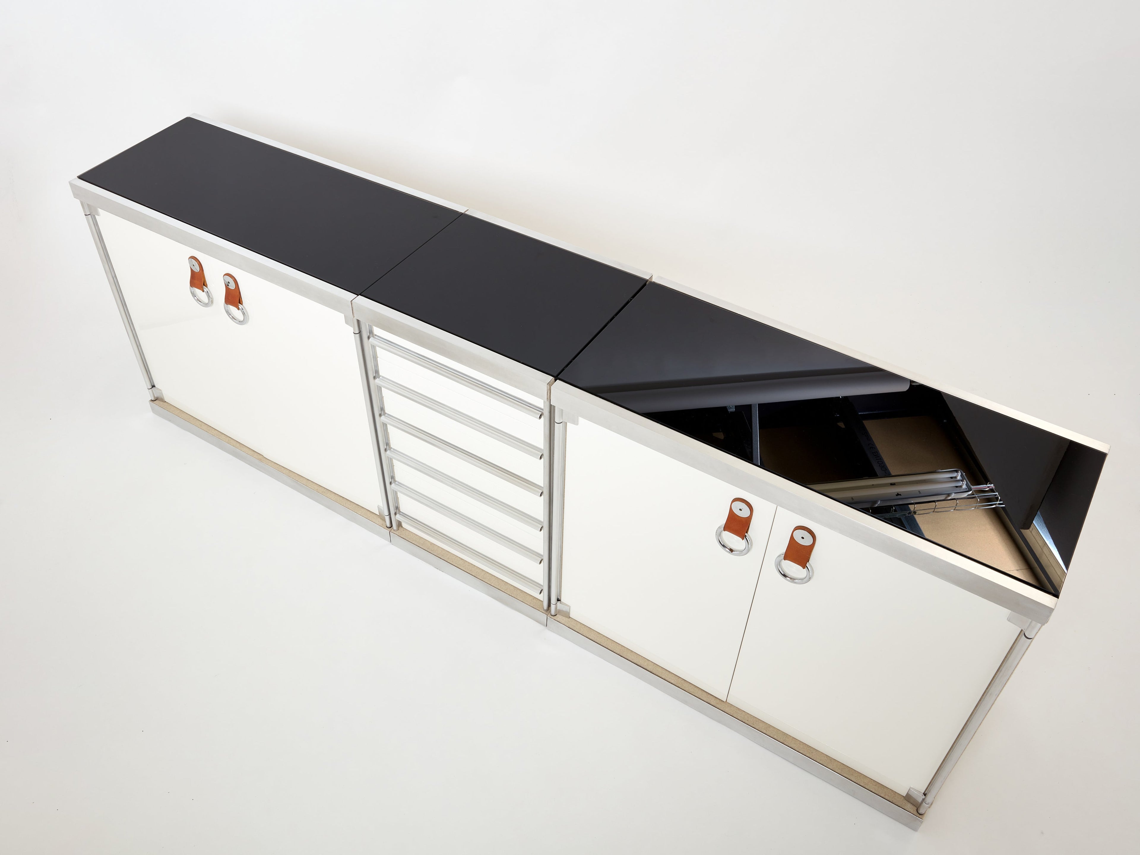 Guido Faleschini for Hermès sideboard cabinets lacquered steel leather 1970s