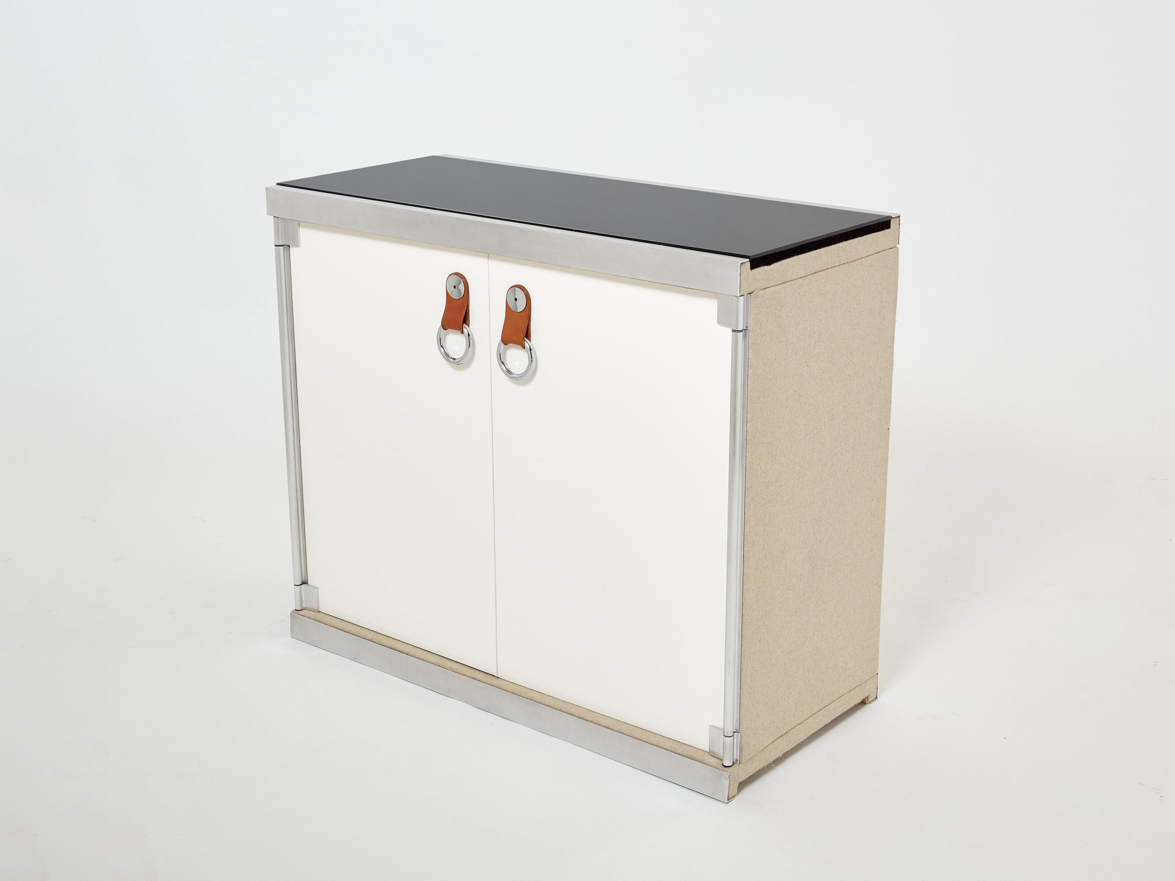 Guido Faleschini for Hermès sideboard cabinets lacquered steel leather 1970s