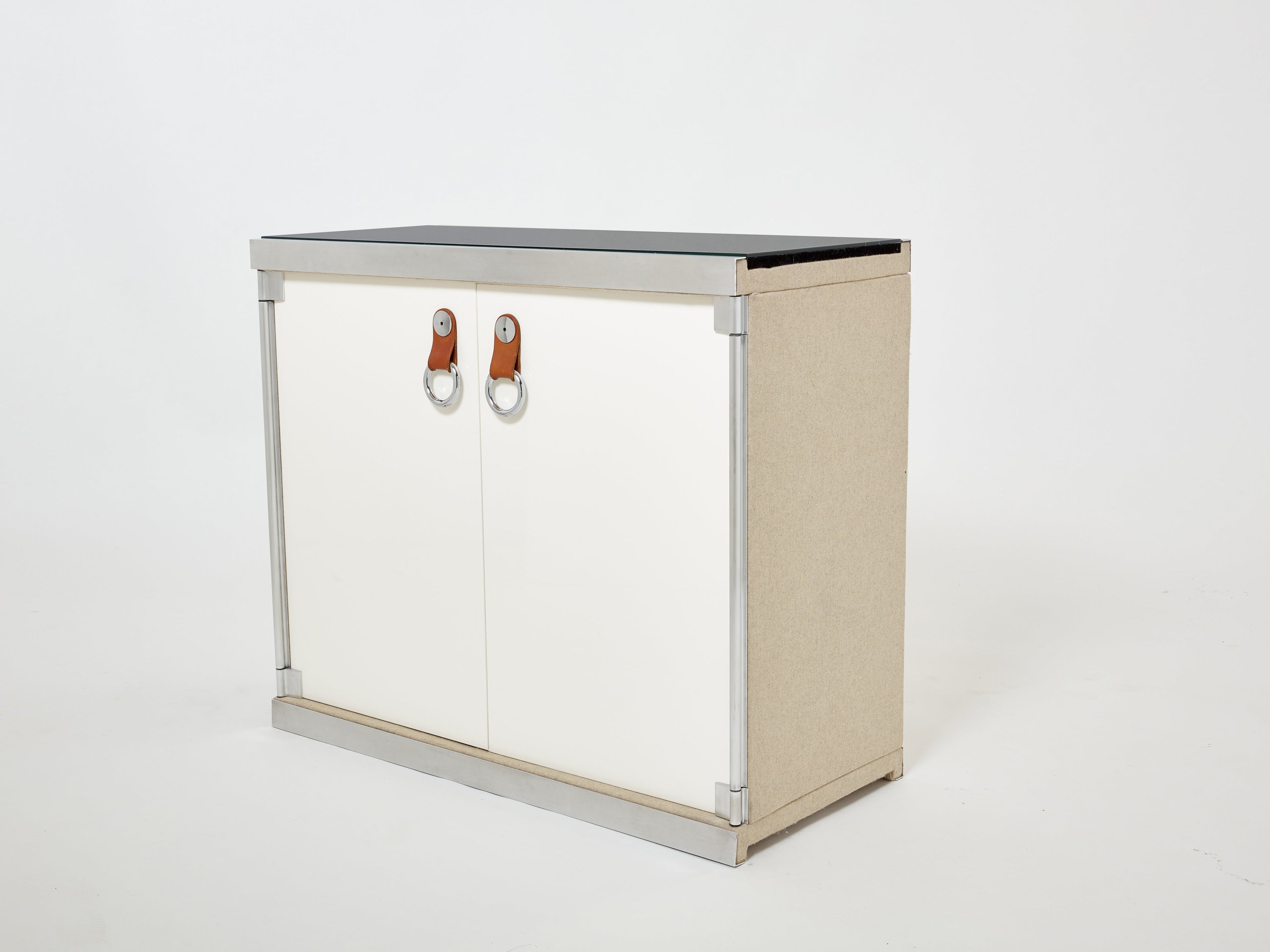 Guido Faleschini for Hermès sideboard cabinets lacquered steel leather 1970s