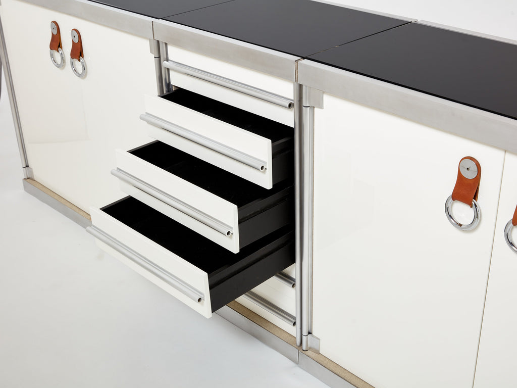 Guido Faleschini for Hermès sideboard cabinets lacquered steel leather 1970s