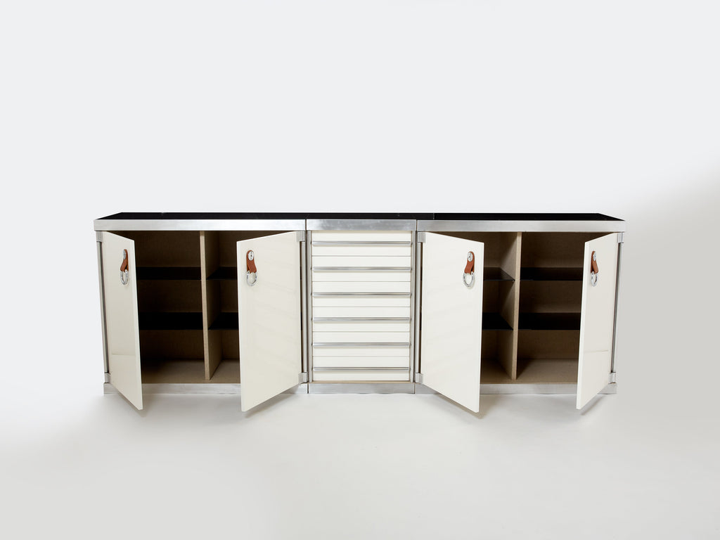 Guido Faleschini for Hermès sideboard cabinets lacquered steel leather 1970s