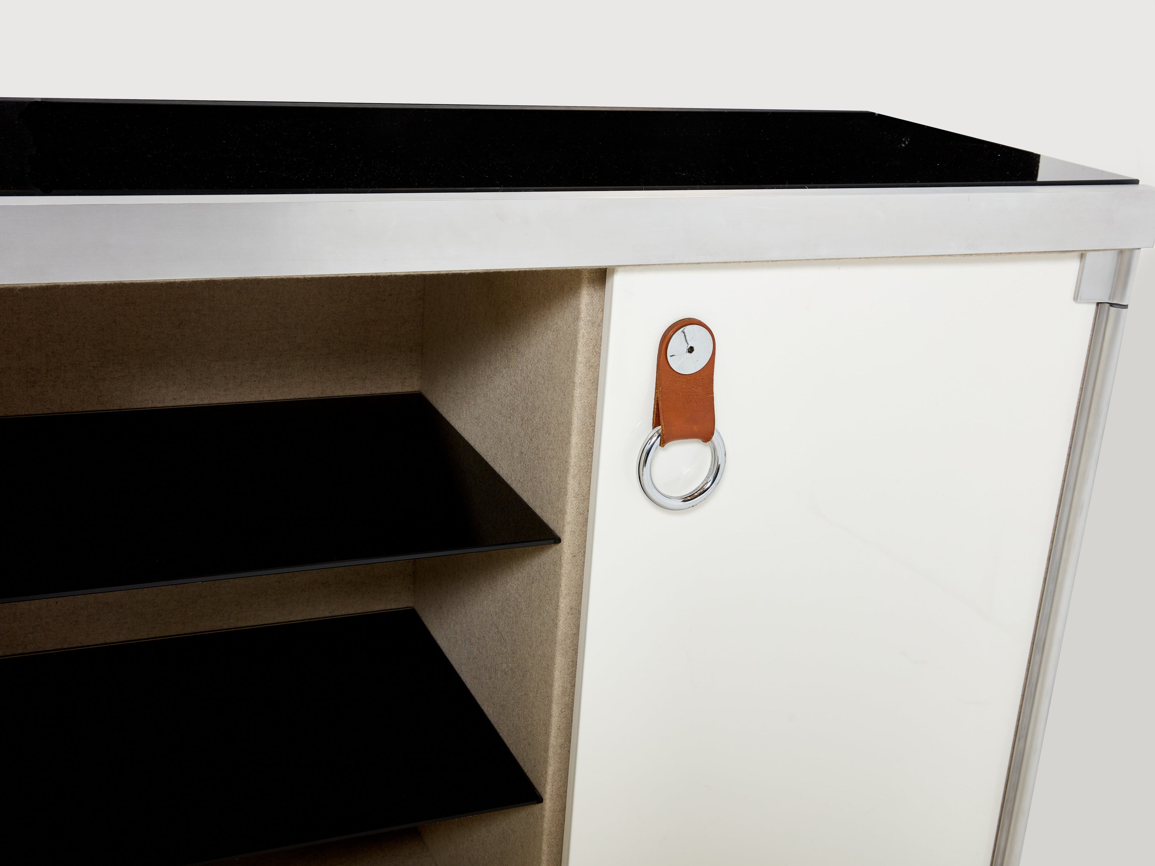 Guido Faleschini for Hermès sideboard cabinets lacquered steel leather 1970s