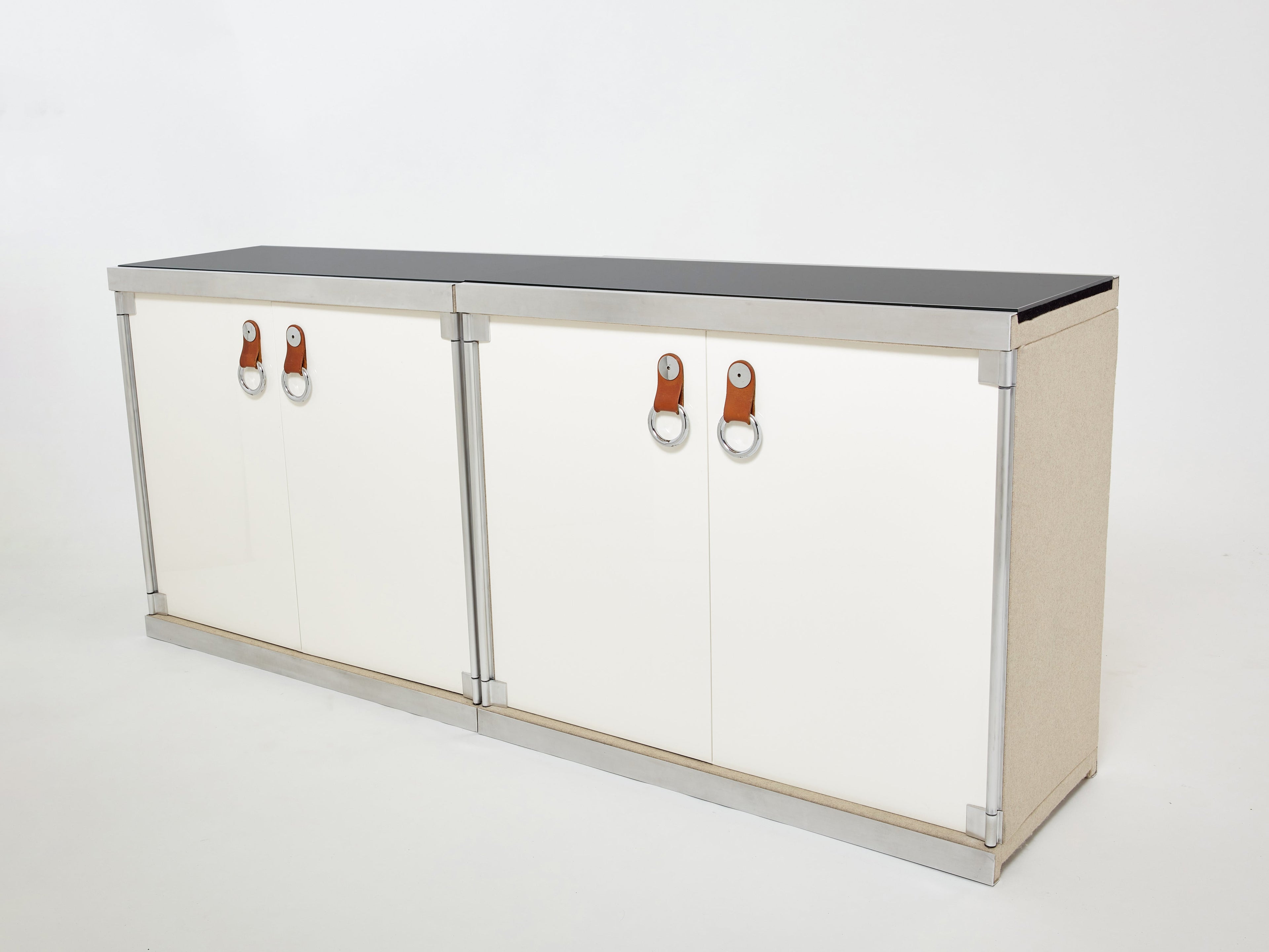 Guido Faleschini for Hermès sideboard cabinets lacquered steel leather 1970s