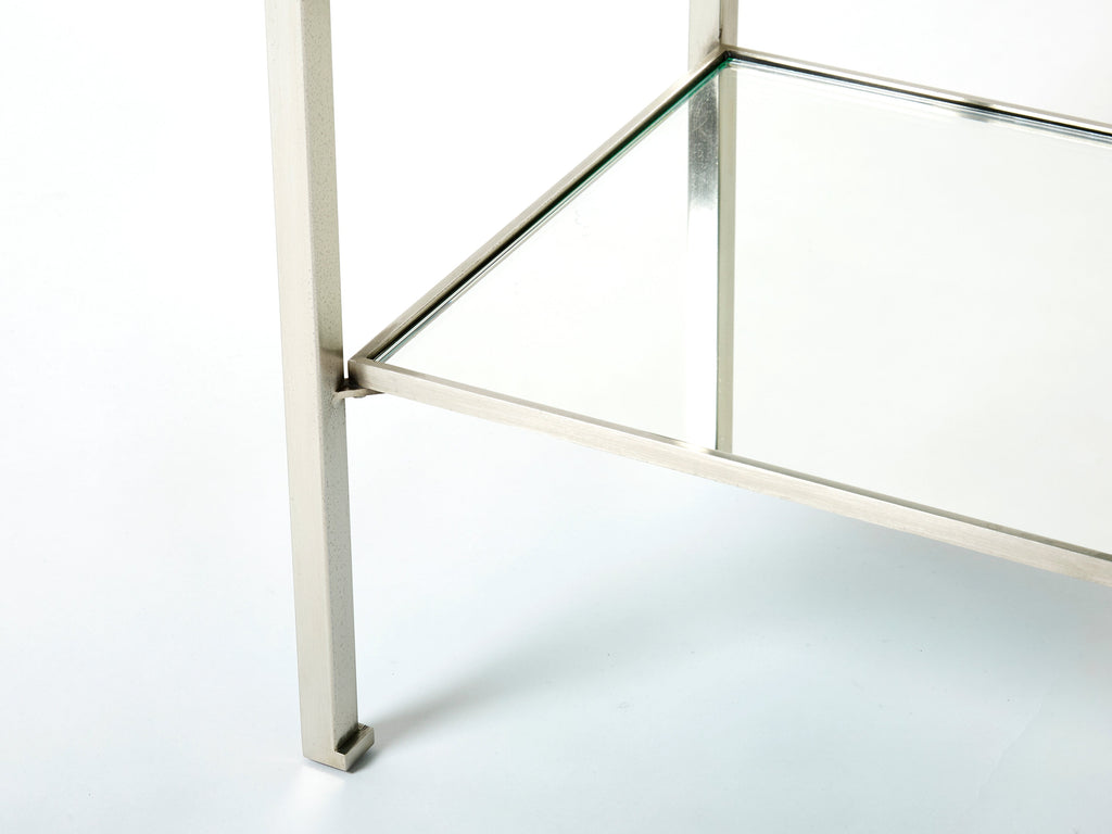 Blue lacquer steel end tables nighstands Guy Lefevre Maison Jansen 1970s
