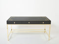 Large Desk table Guy Lefevre Maison Jansen black lacquer brass 1970s