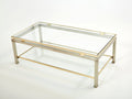 Brass steel two-tier coffee table by Guy Lefevre for Maison Jansen 1970s