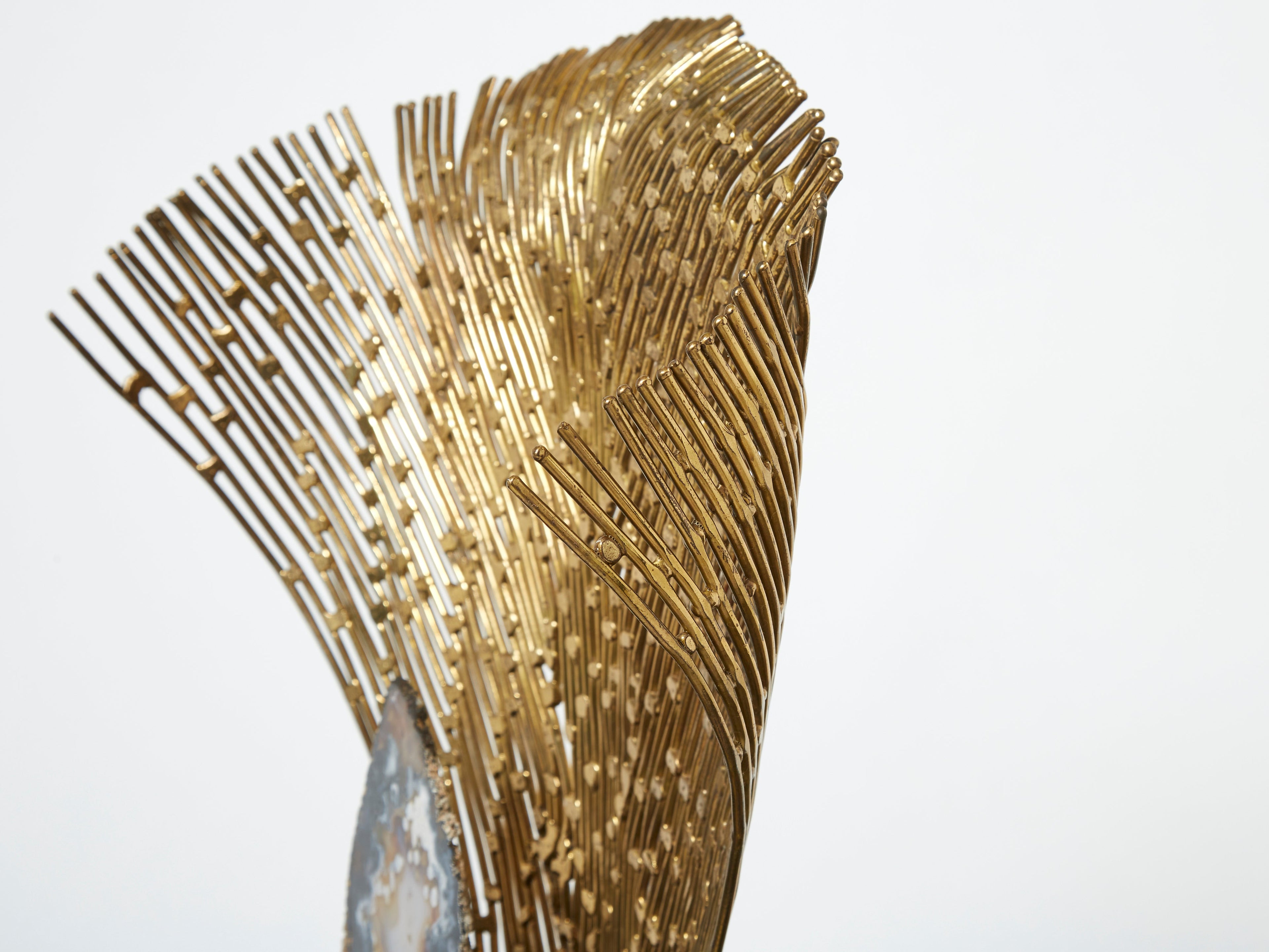 Henri Fernandez brass agate stone table lamp Nefertiti 1970s