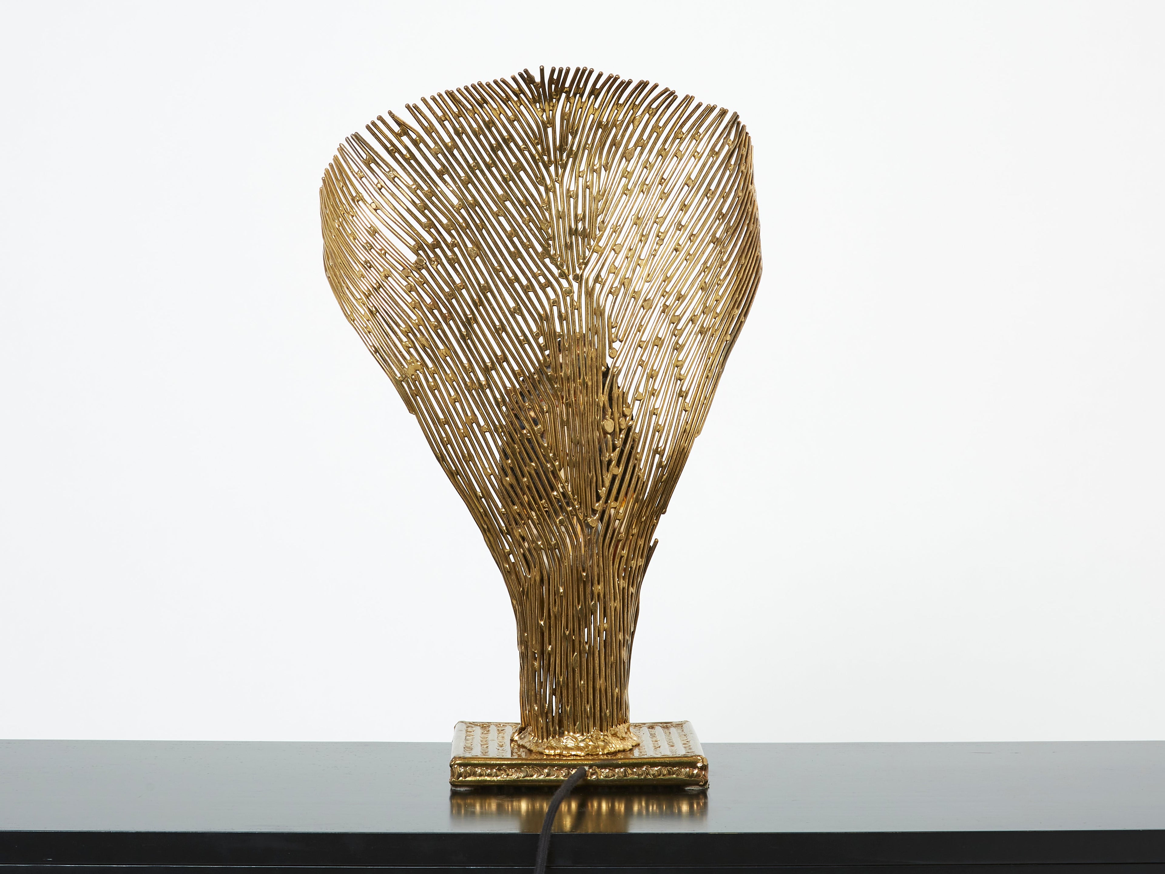 Henri Fernandez brass agate stone table lamp Nefertiti 1970s