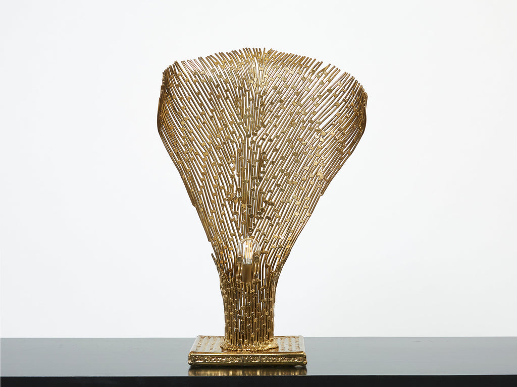 Henri Fernandez brass agate stone table lamp Nefertiti 1970s