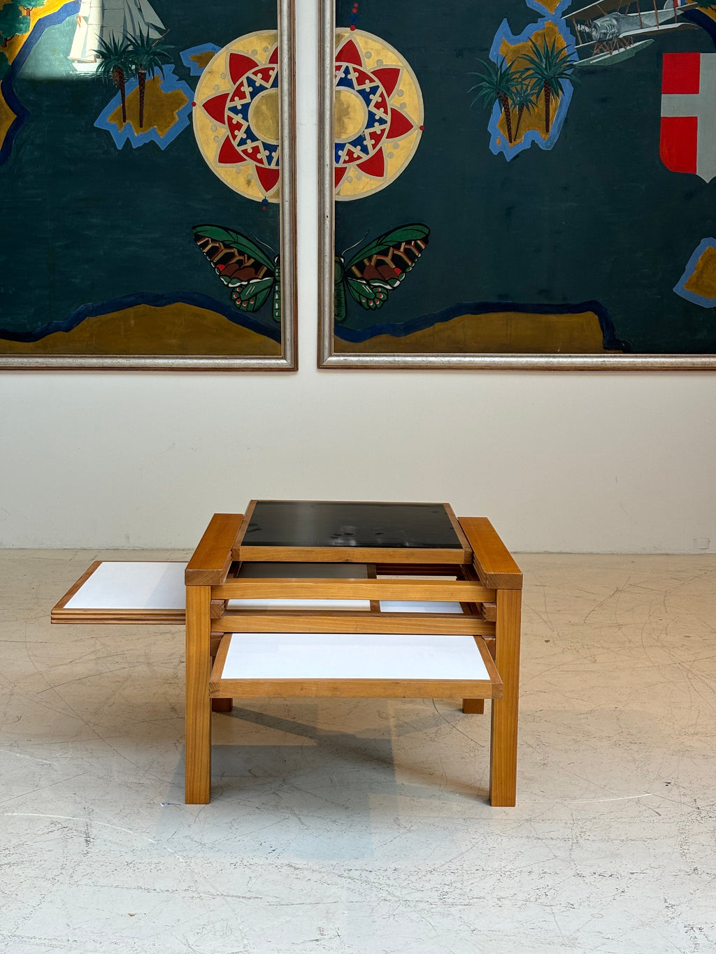 Modulable Coffee tablewith three top by Bernard Vuarnesson, circa 1970